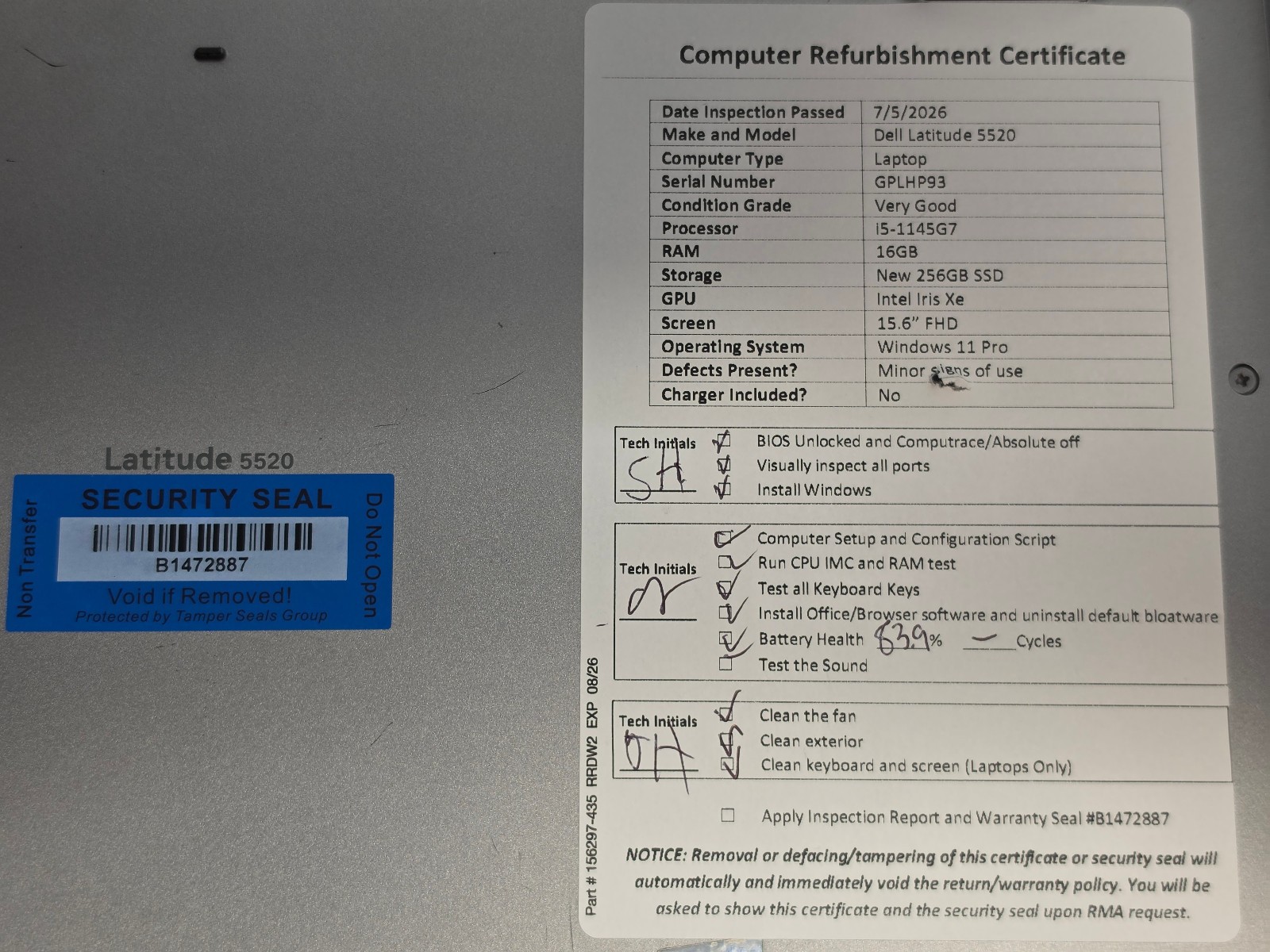 Dell Latitude 5520 15″ Windows 11 Laptop – i5 11th Gen, 16GB RAM, New 256GB SSD