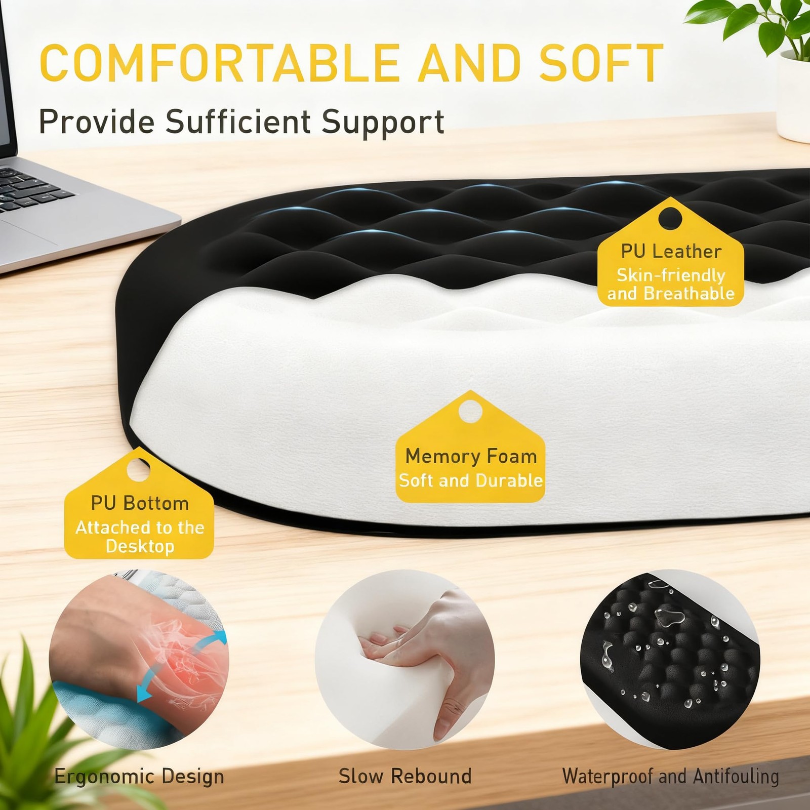 Wrist Rest for Keyboard and Mouse, Memory Foam Pad, One Size, White