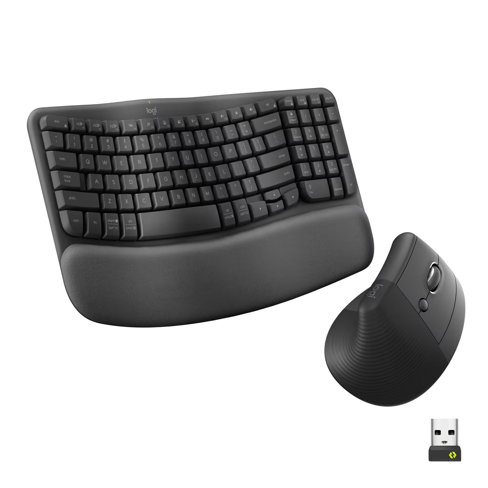 Wave Keys & Lift Vertical Mouse Combo – Graphite