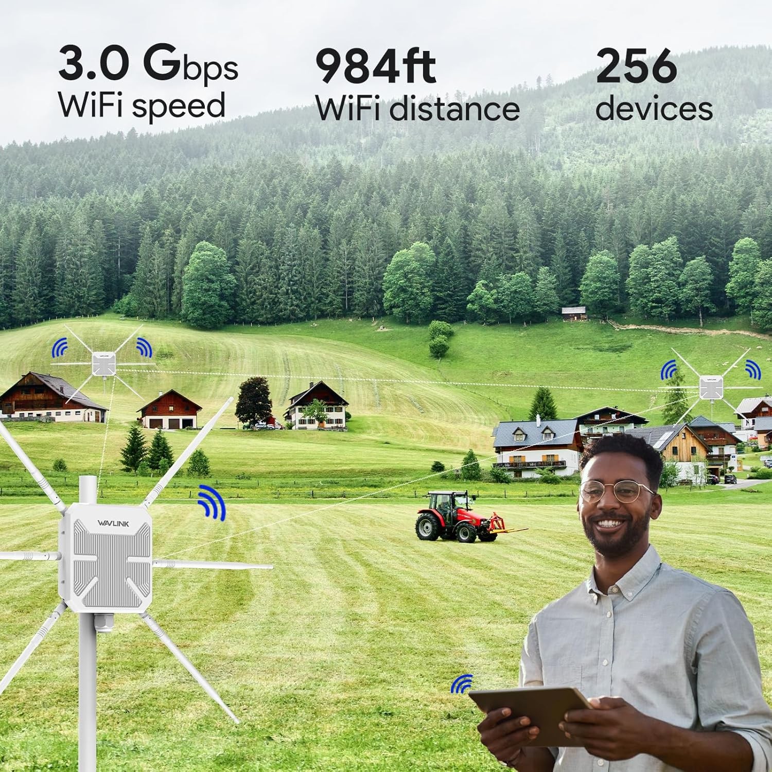 AX3000 Long Range Outdoor WiFi 6 Extender Signal Booster for Large Yard/Farm/RV