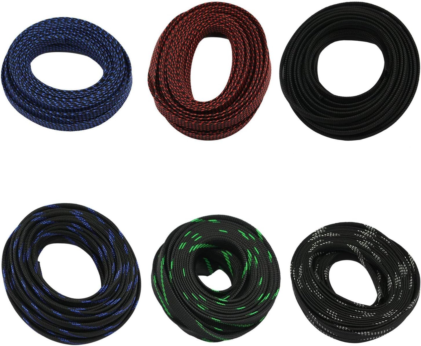 30ft PET Expandable Sleeving Wire Cable Sleeve 2/5″, Silver&Black