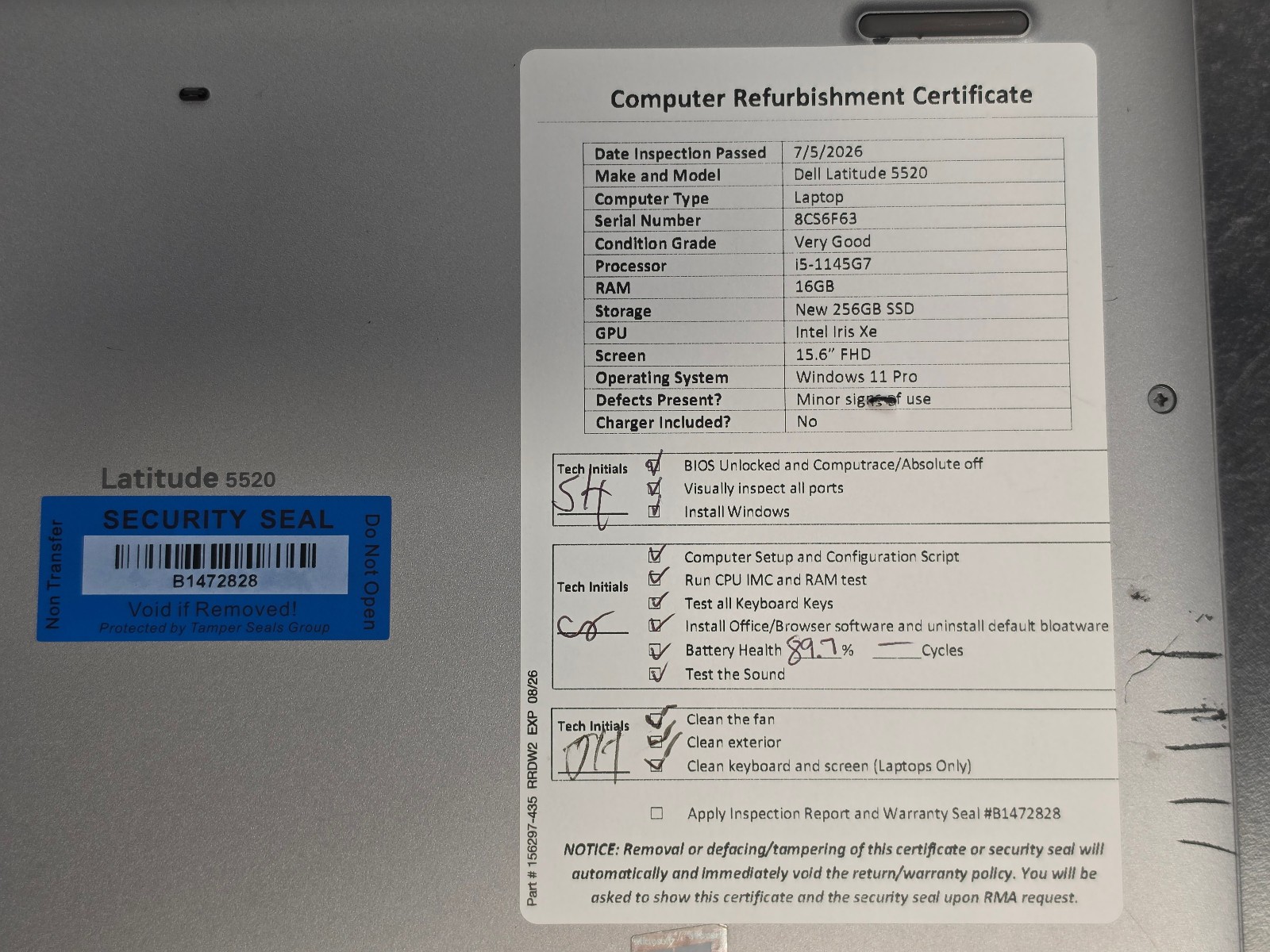 Dell Latitude 5520 15″ Windows 11 Laptop – i5 11th Gen, 16GB RAM, New 256GB SSD