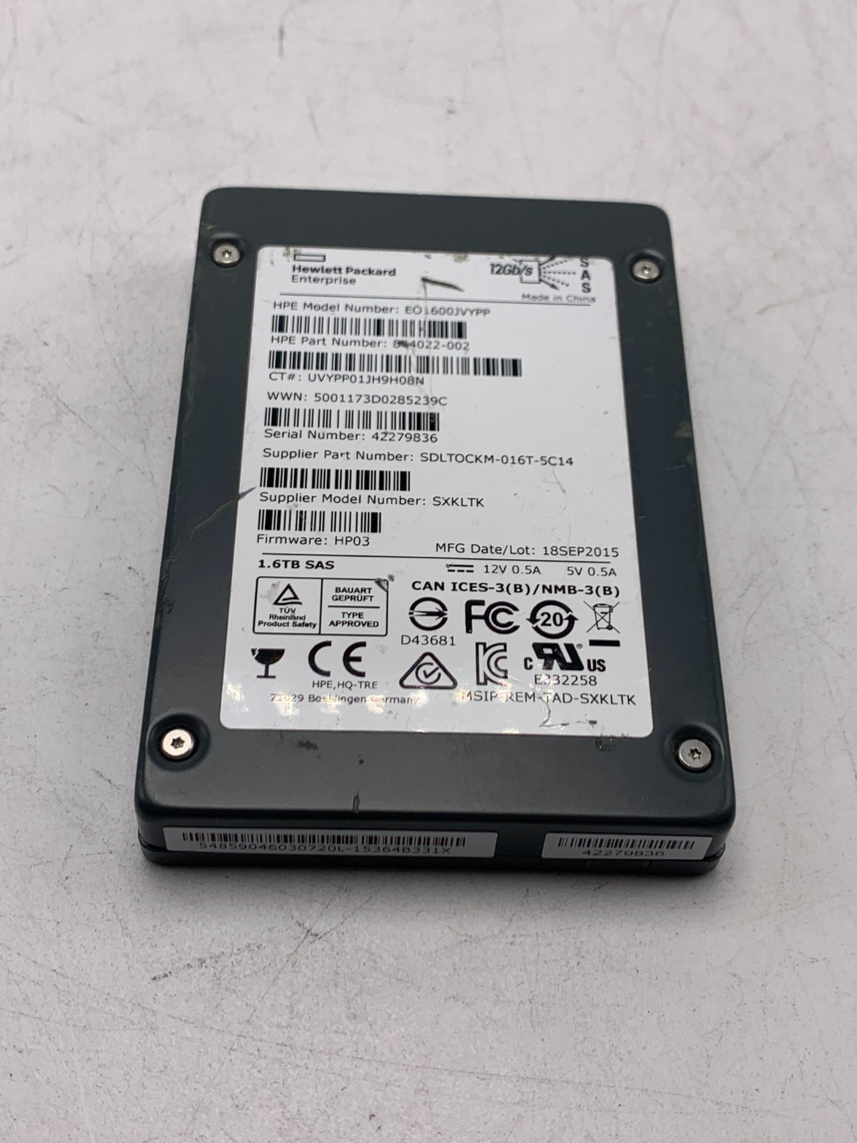 *Torn Label* HP 844022-002 1.6TB 12G SAS 2.5″ SSD Drive w60