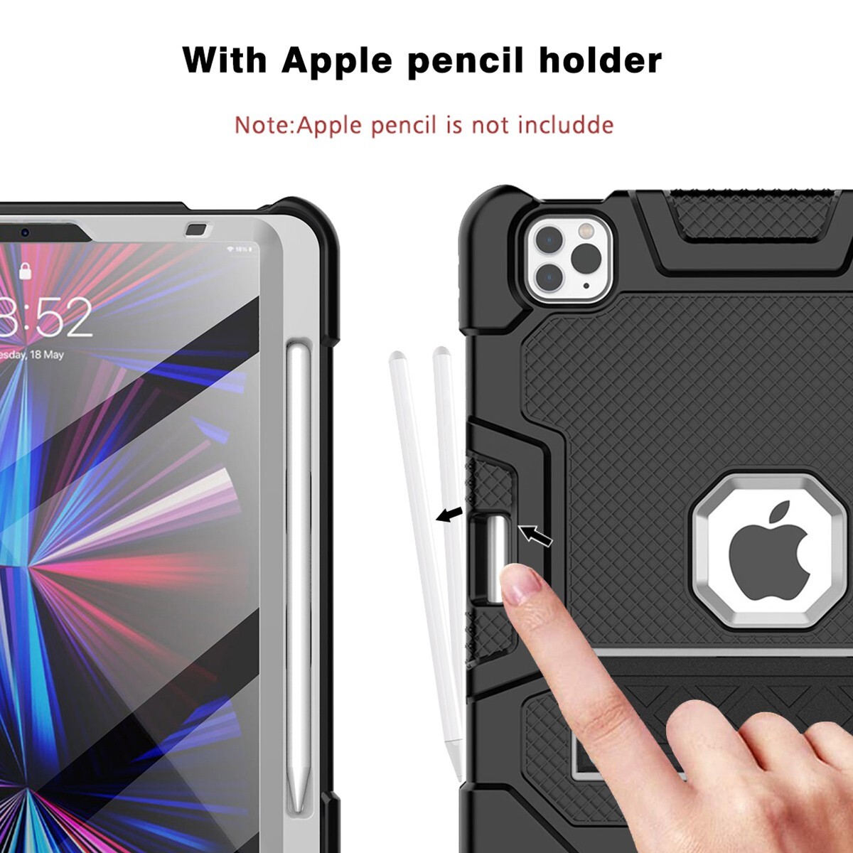 For iPad Pro 11 in 4th/3rd/2nd Gen Rugged Case Shockproof Heavy Duty Stand Cover
