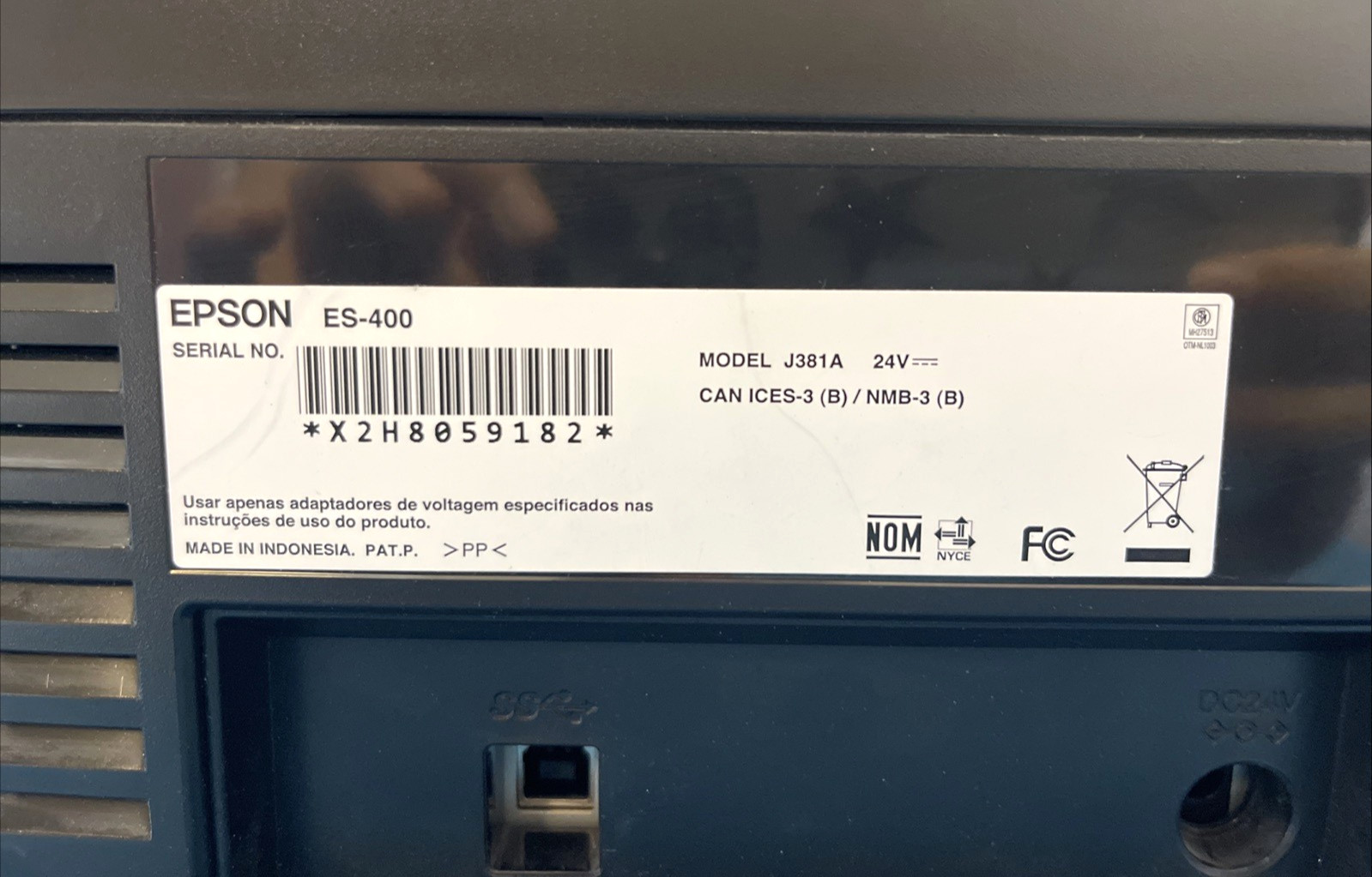 Epson ES-400 II Color Duplex Document Scanner w/ Power Adapter