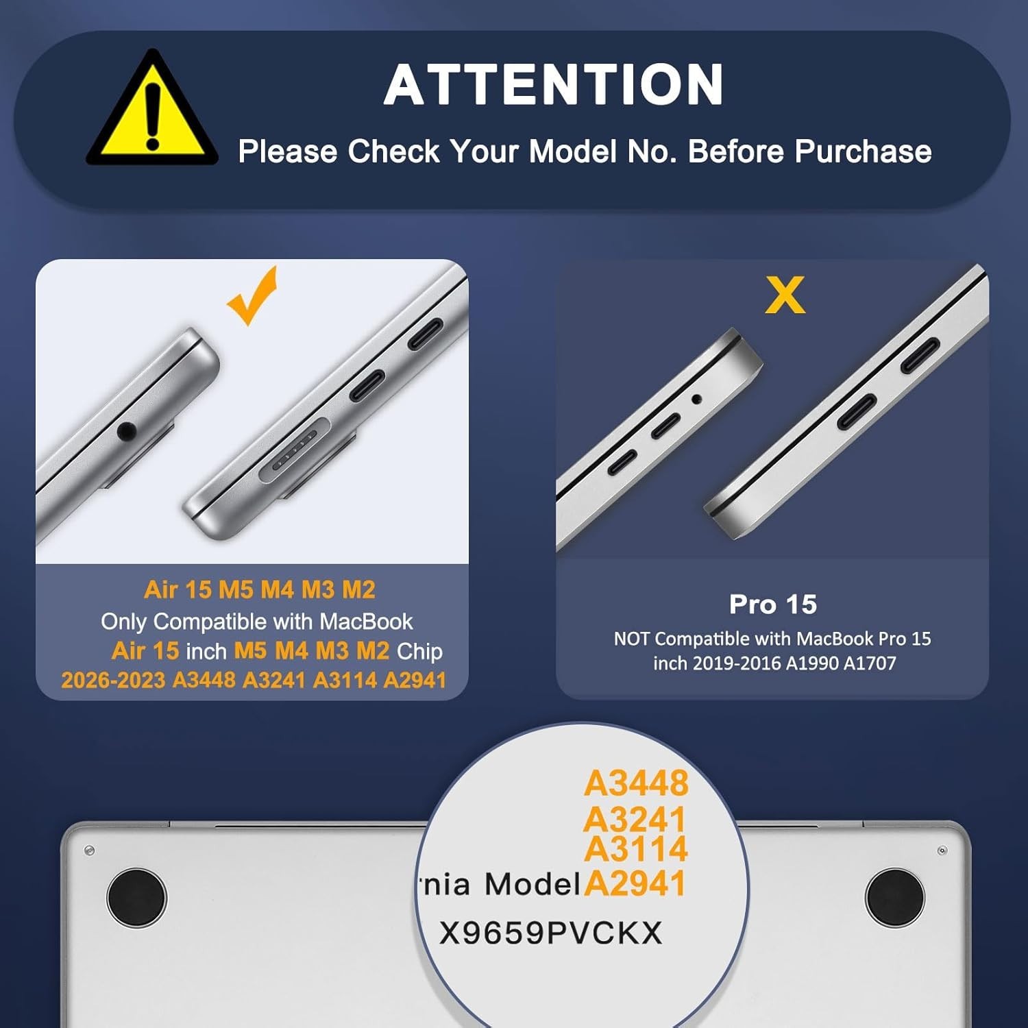 Scratch-Resistant Case Compatible with MacBook Air 15 inch M5 2026 M4 2025 M3…
