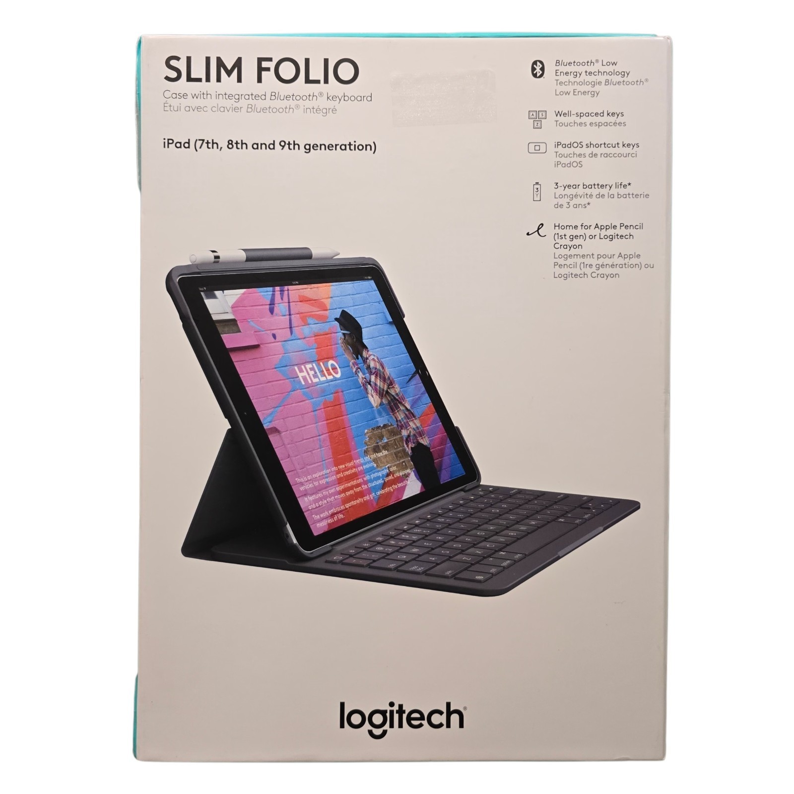 Logitech iPad 7/8/9 Gen Keyboard Case Slim Folio Wireless 920-009473 – Graphite