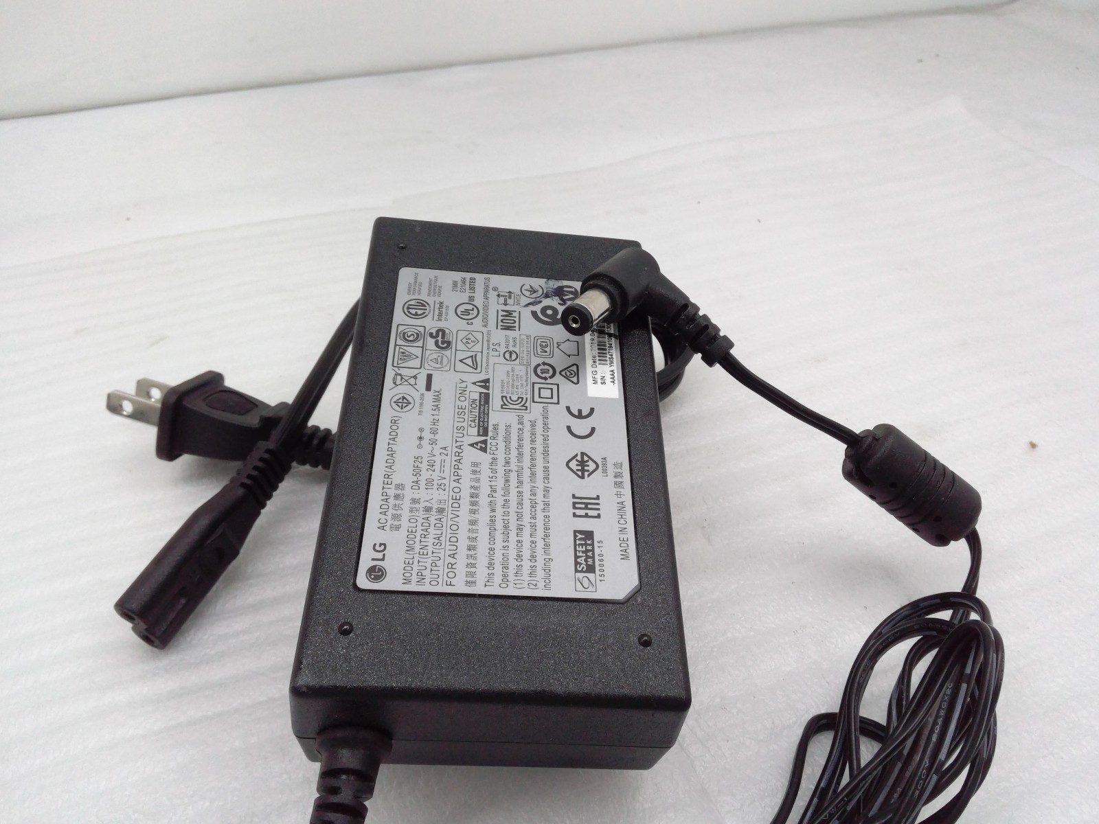 Genuine LG AC Adapter DA-50F25 25V 2A Power Supply Cord for LG Soundbar