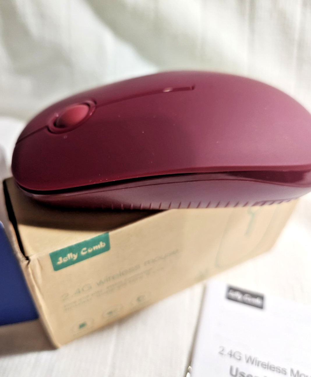 Jelly Comb MS001 2.4G Wireless Mouse Slim Silent Click Wine Red