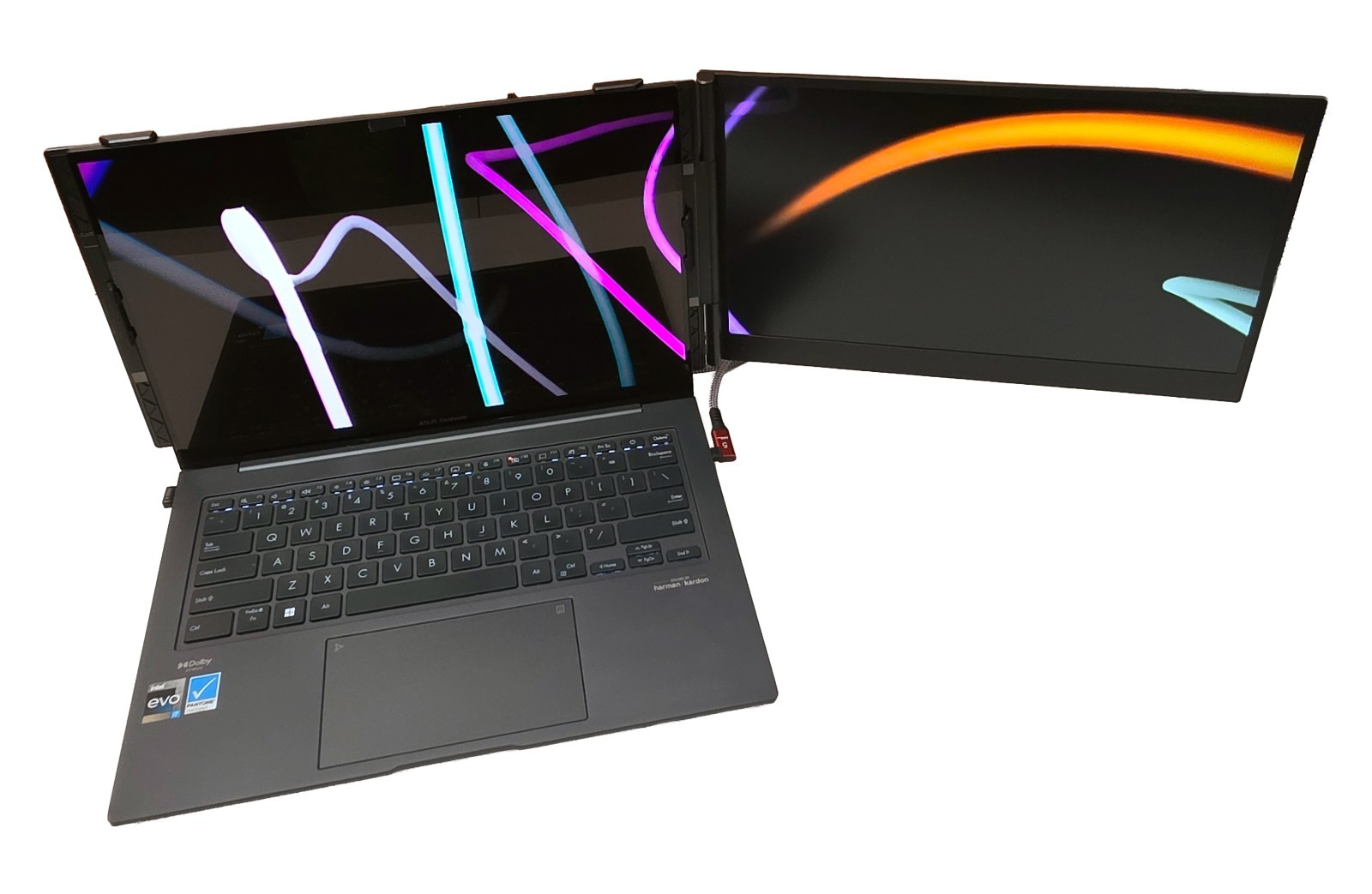 Hyangin S8 14″ Laptop Screen Extender FHD IPS Portable USB-C HDMI Black