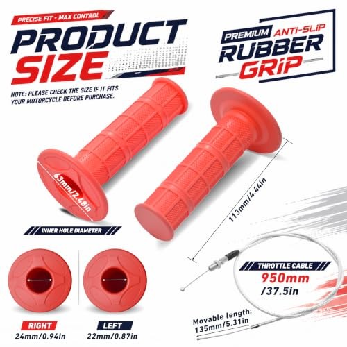 7/8″ 22mm CNC Quick Twist Throttle Kit – Universal Aluminum Assembly Type A Red