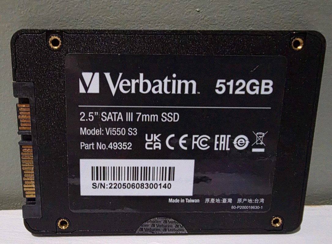 VERBATIM Vi550 S3 2.5″ Internal SSD 512GB SATA 3.0 520/500MB/s