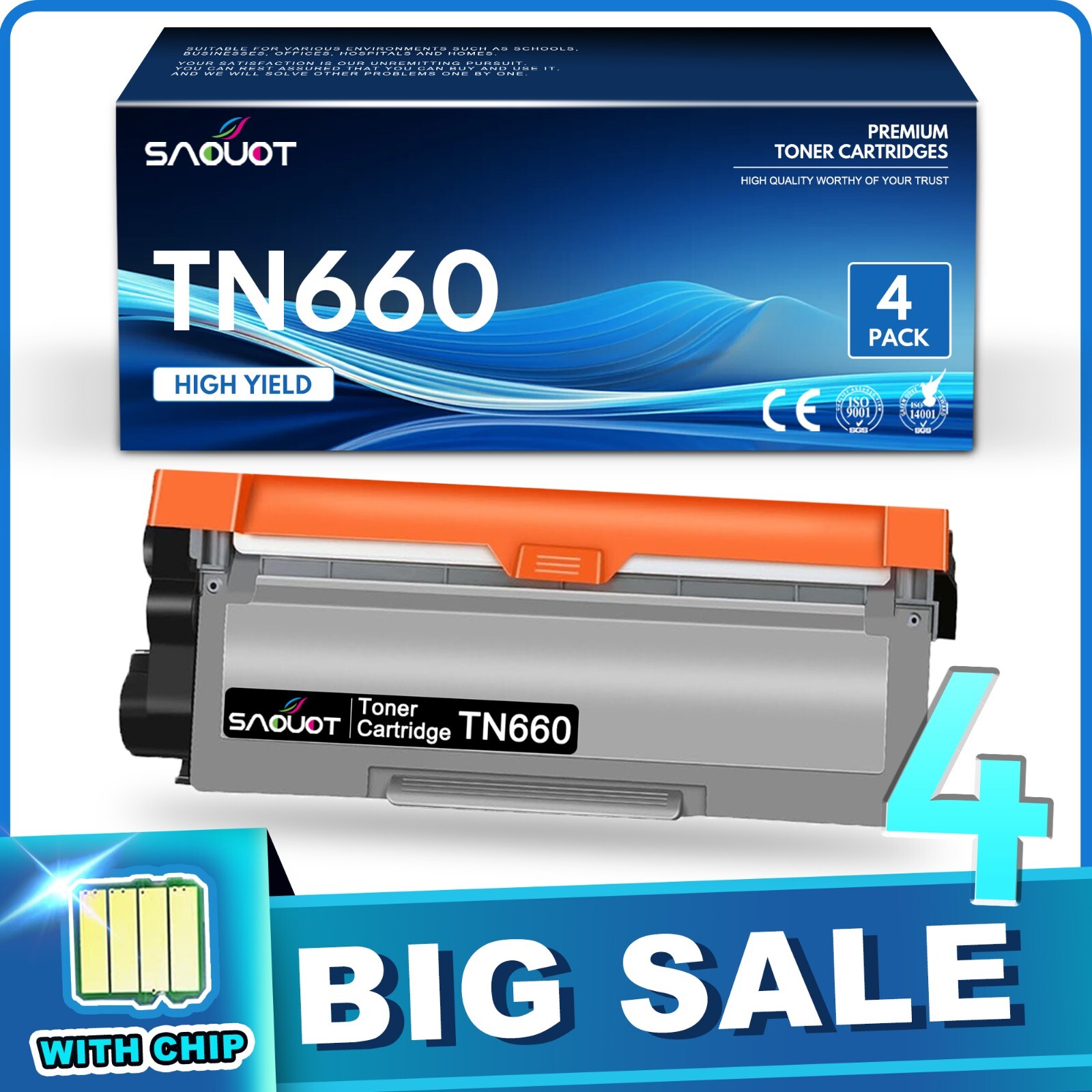4x TN660 Toner TN-660 Replacement for Brother TN 660 HL-L2340DW L2360DW