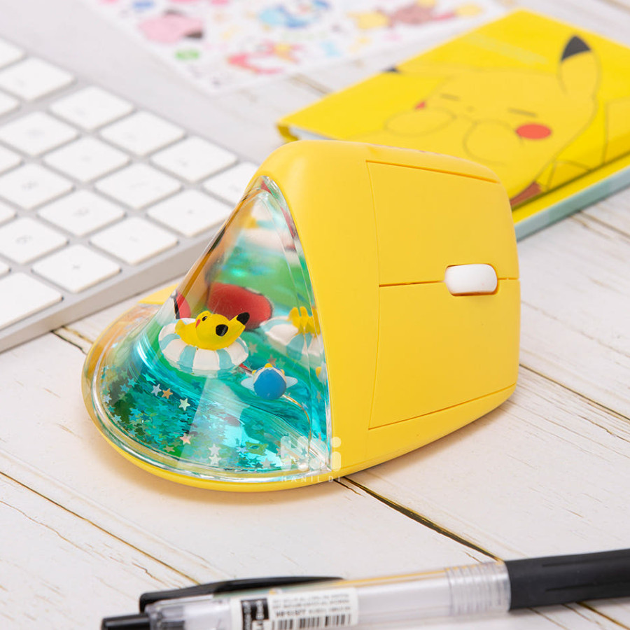 Pokemon Pikachu Wireless Vertical Mouse RF 2.4GHz 1200 DPI Yellow Ergonomic
