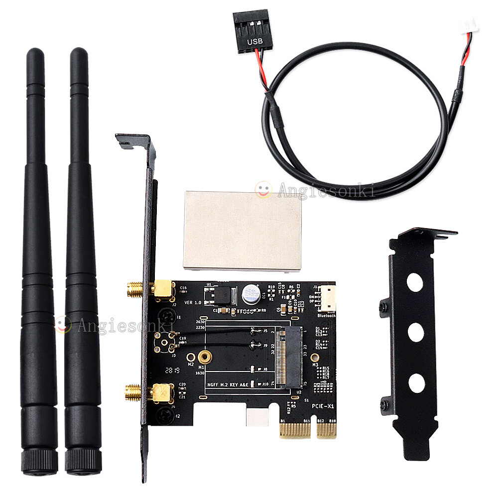 NGFF Wireless Card To PCIe 1X 8X 16X Desktop WIFI WLAN Card bracket Tray Adapter