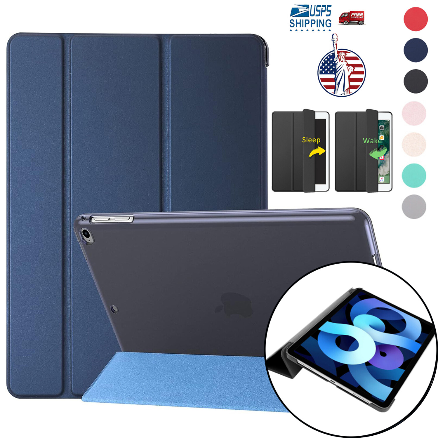 Smart PU Leather Flip Stand Case Cover for iPad 5th 6th 7th 8th 9th Generation