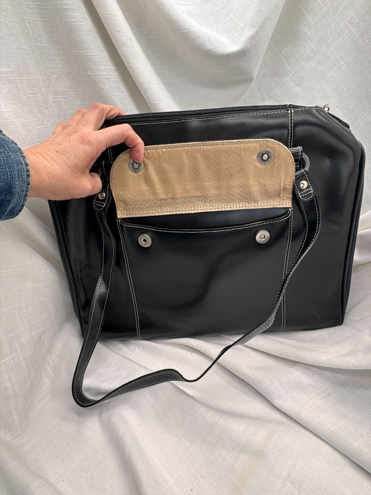 McKlein Laptop Briefcase Shoulder Bag Black Contrast Stitch Business