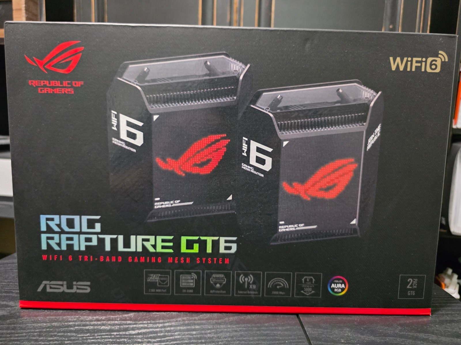 ASUS ROG Rapture GT6 Tri-Band Wi-Fi 6 Gaming Router w/ Extender RP-AX58