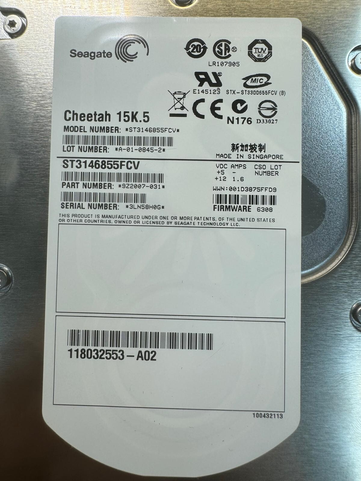 EMC 005048730 146GB 15K RPM 16MB 4 Gb/s Fibre channel 3.5″ HDD