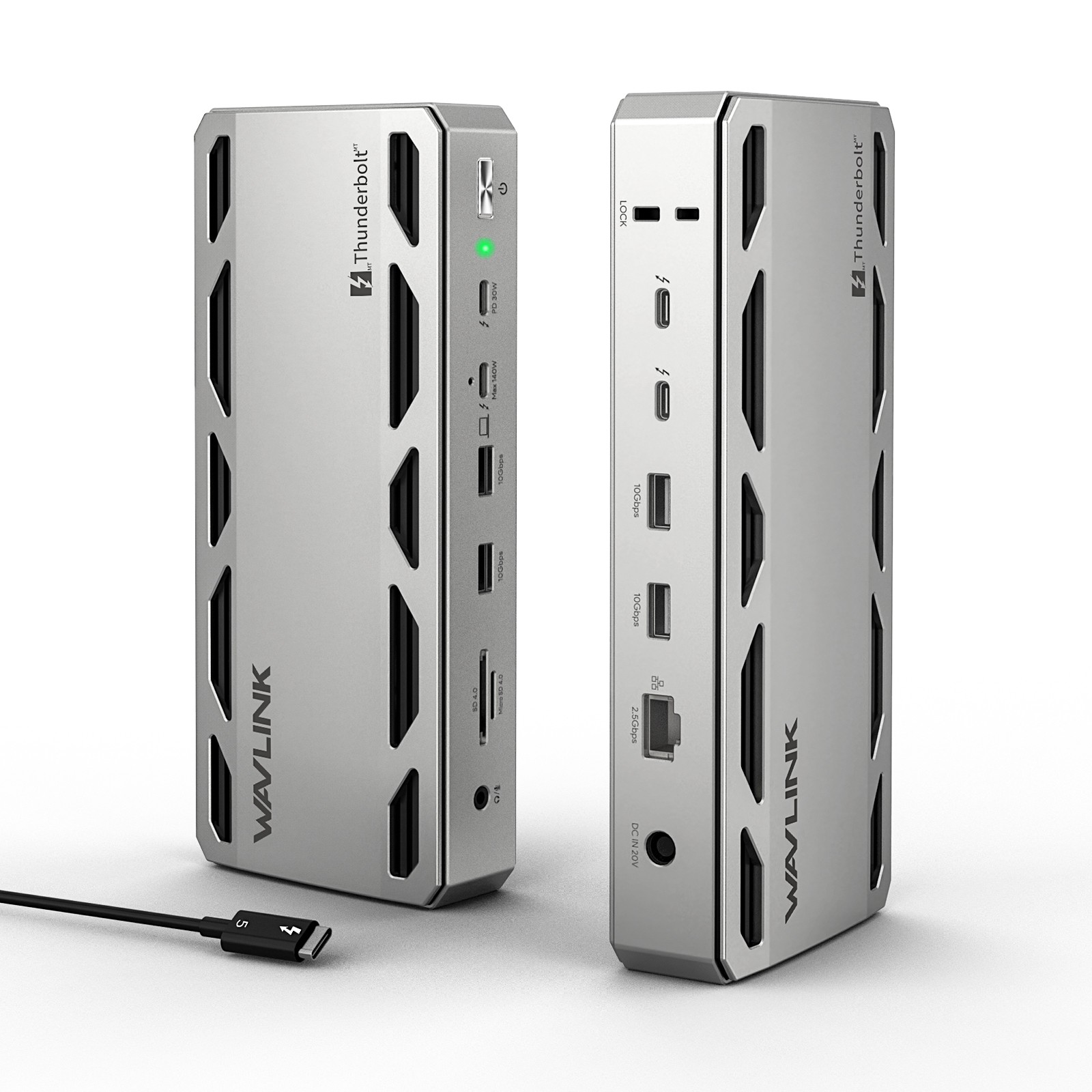 Thunderbolt 5 Dock MAX 140W PD 4x USB-A 10Gbps up to 8K Dual/Triple Display Hub