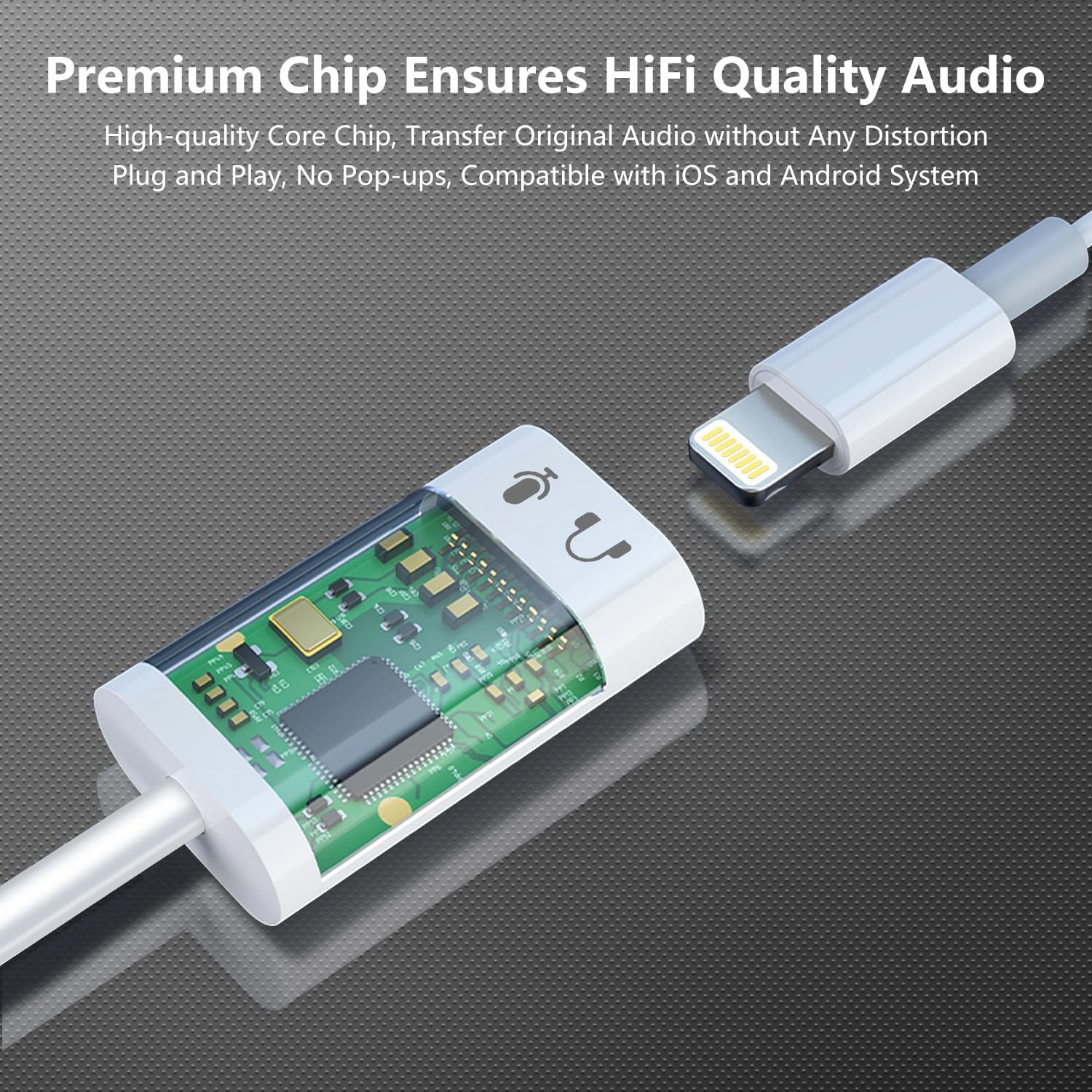 USB C to Lightning Audio Adapter, Type C Male Female White