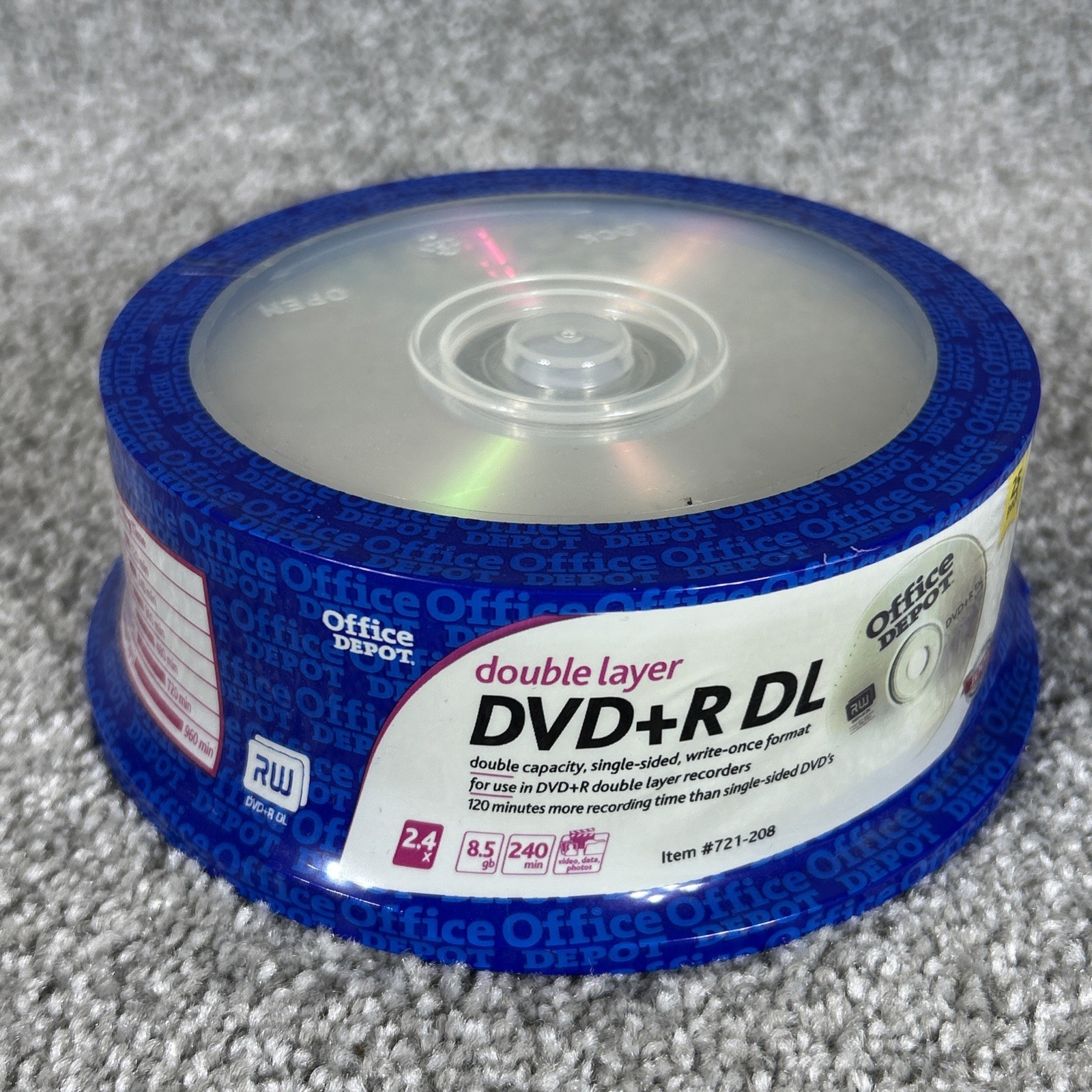 DVD Blank Office Depot Double Layer DVD+R DL Recordable Media 25 Pack New Sealed