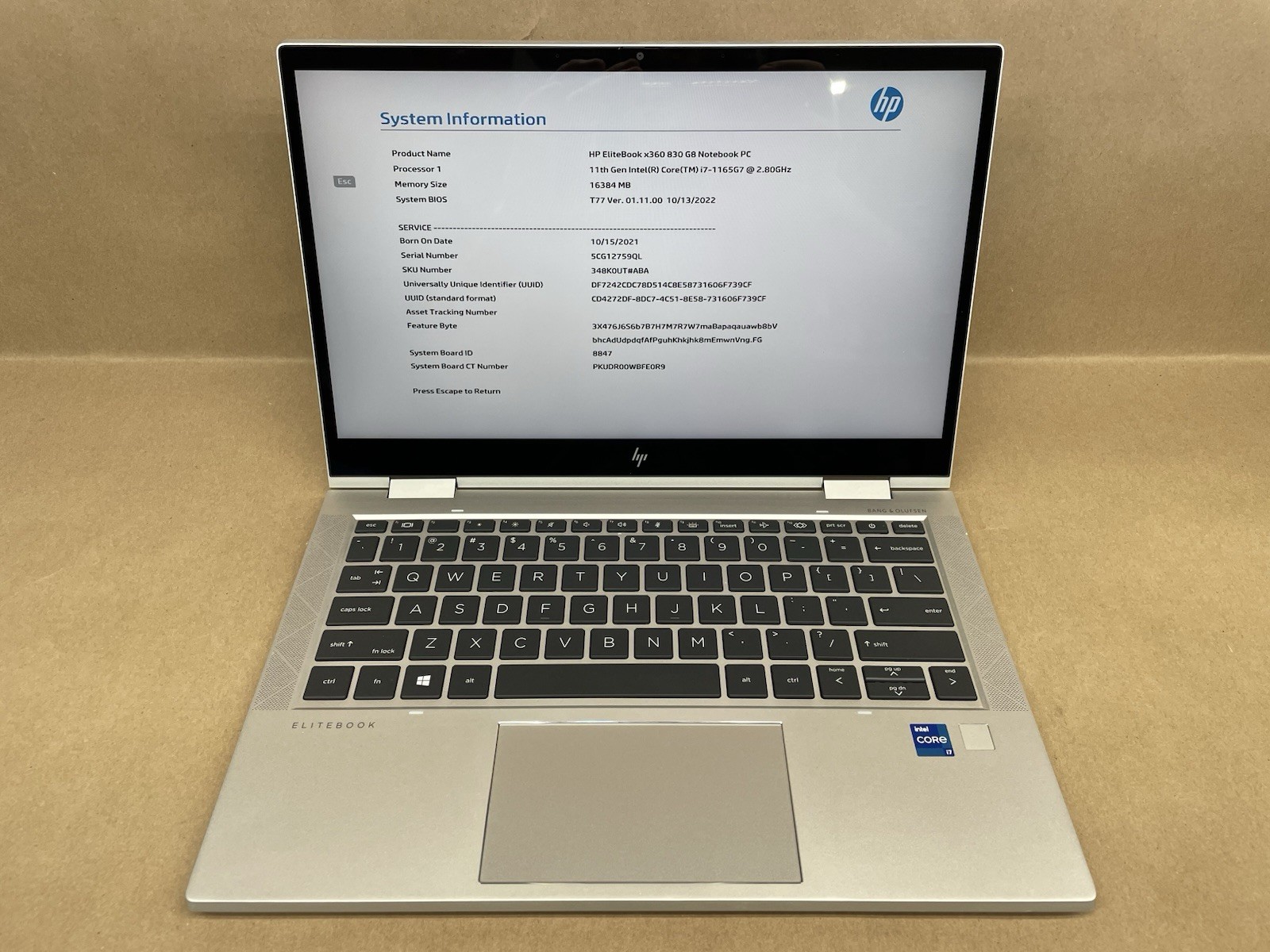 HP EliteBook x360 830 G8 13.3″ i7-1165G7@2.80GHz 16GB RAM No SSD No OS