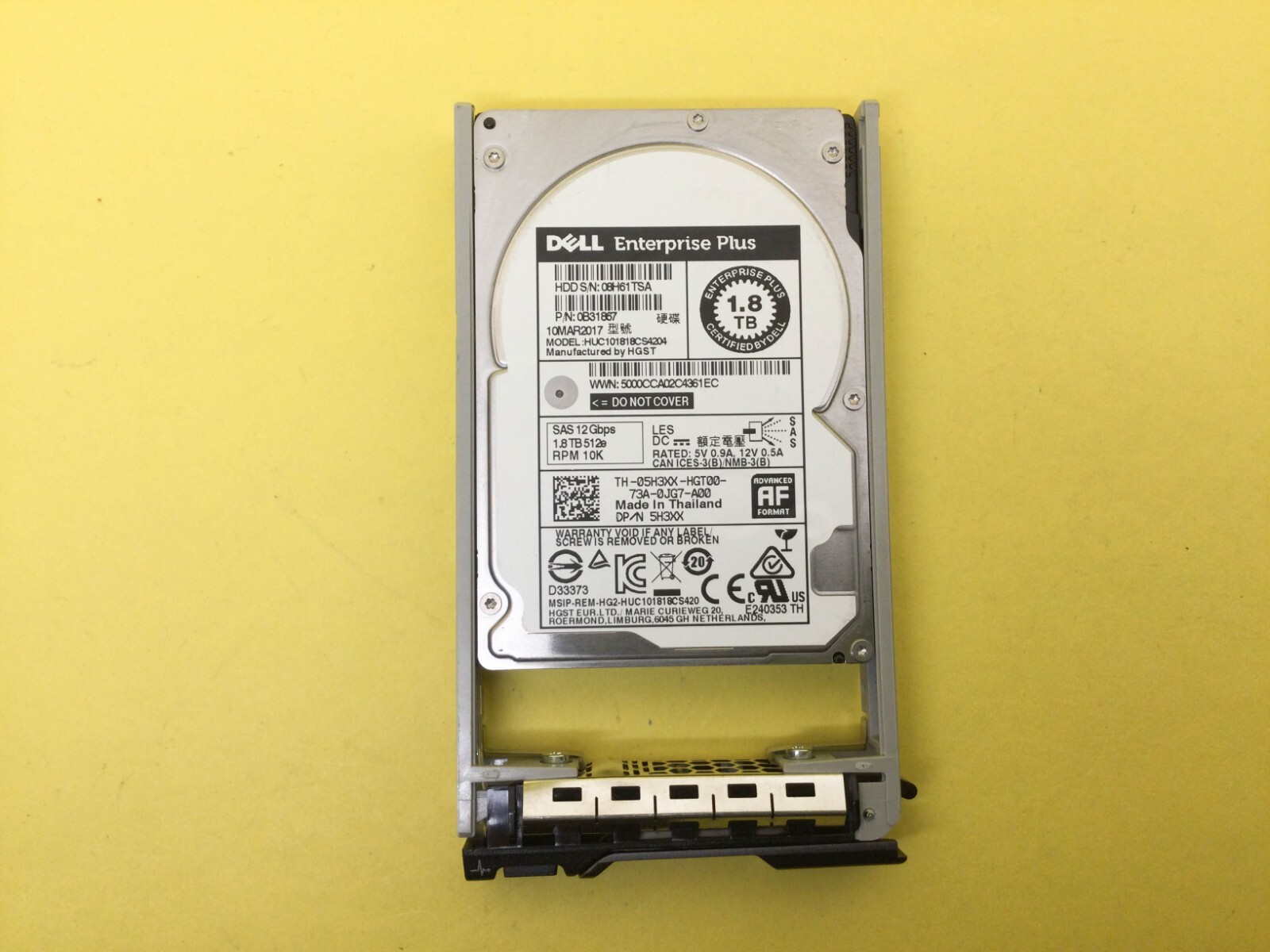 5H3XX DELL Enterprise Plus 1.8TB 10K SAS 12Gbps 2.5in HDD 05H3XX HUC101818CS4204