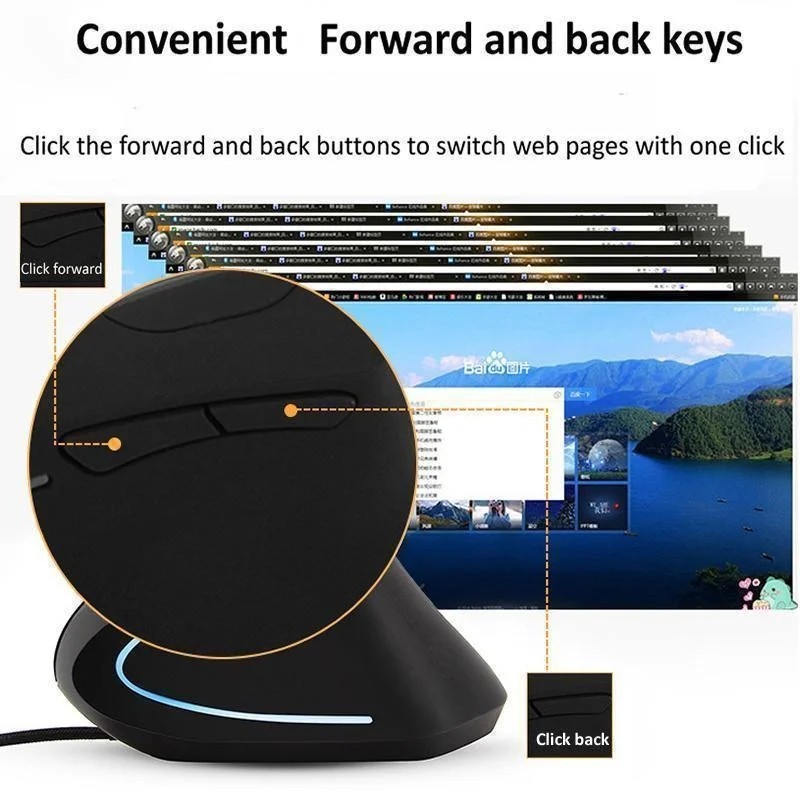 Ergonomic Optical Vertical Mouse Mice USB Wired LED Mice 3200 DPI For Laptop PC