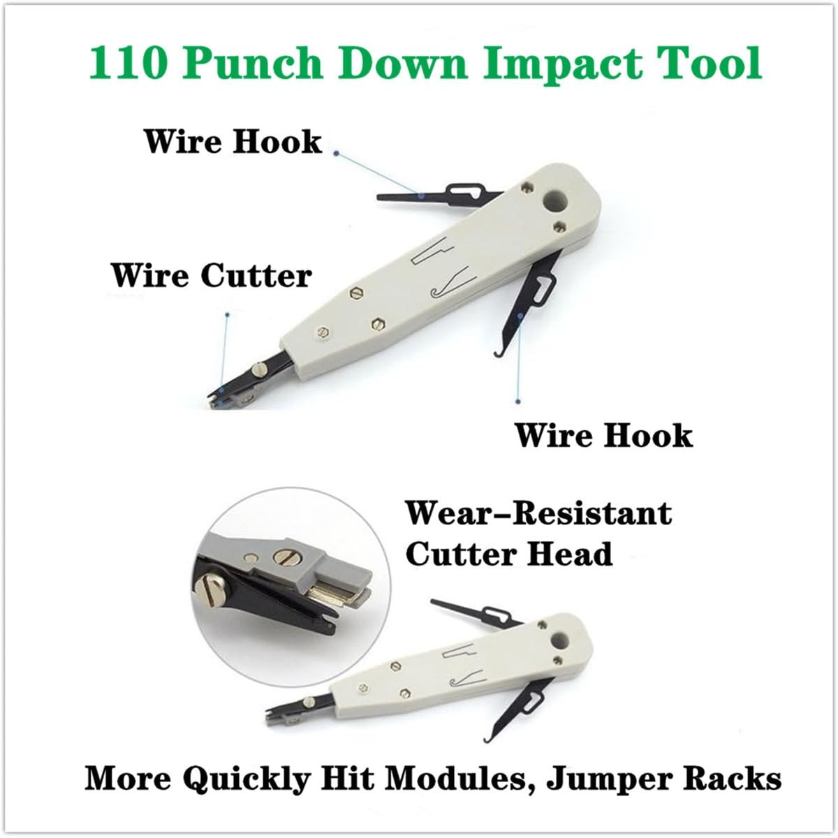 Gaobige Network Tool Kit for Cat5 Cat5e Cat6, 11 in 1 Portable Green Crimper