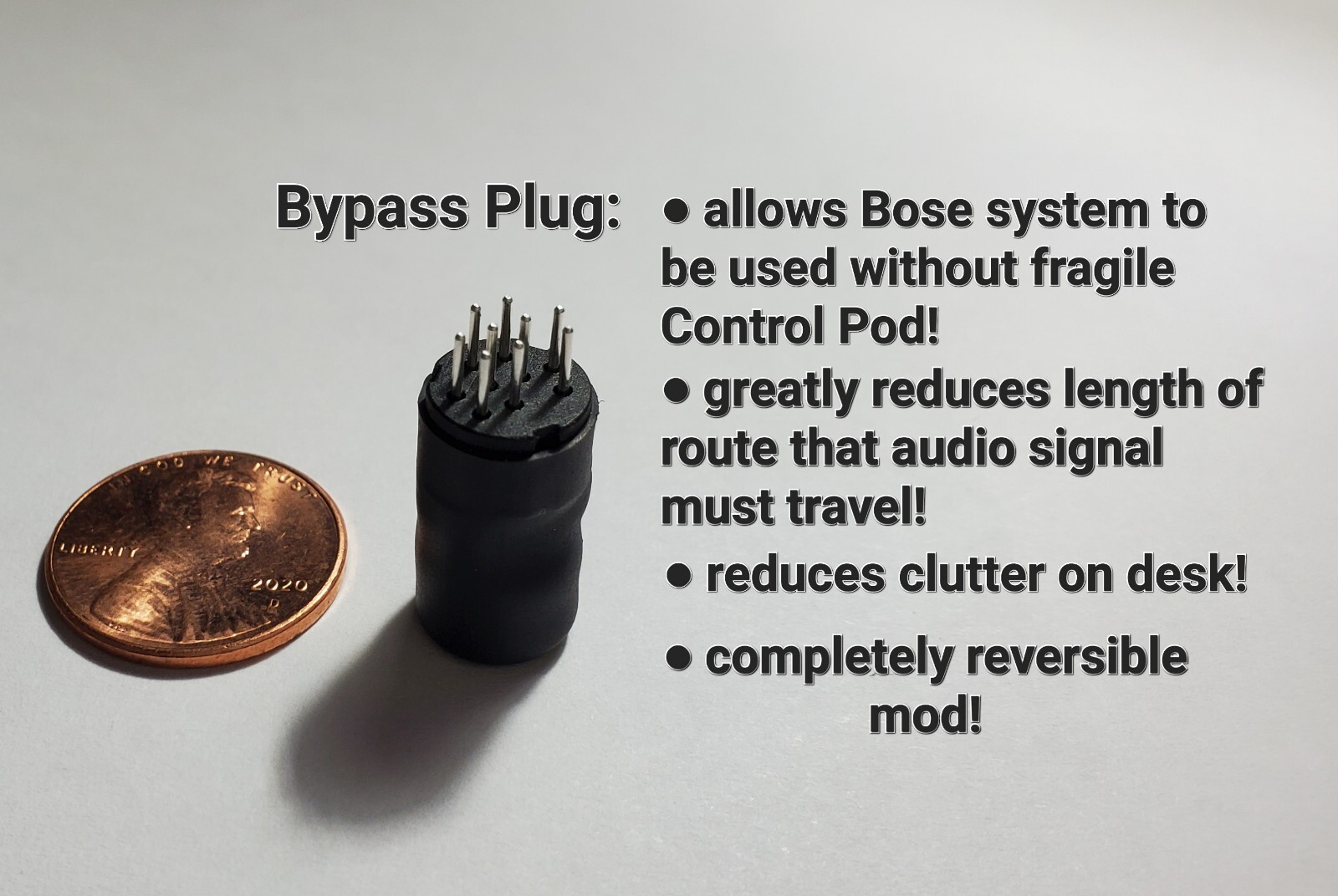 Control Pod BYPASS Plug for Bose Companion 3 Series I & II for ROUND 9-pin port