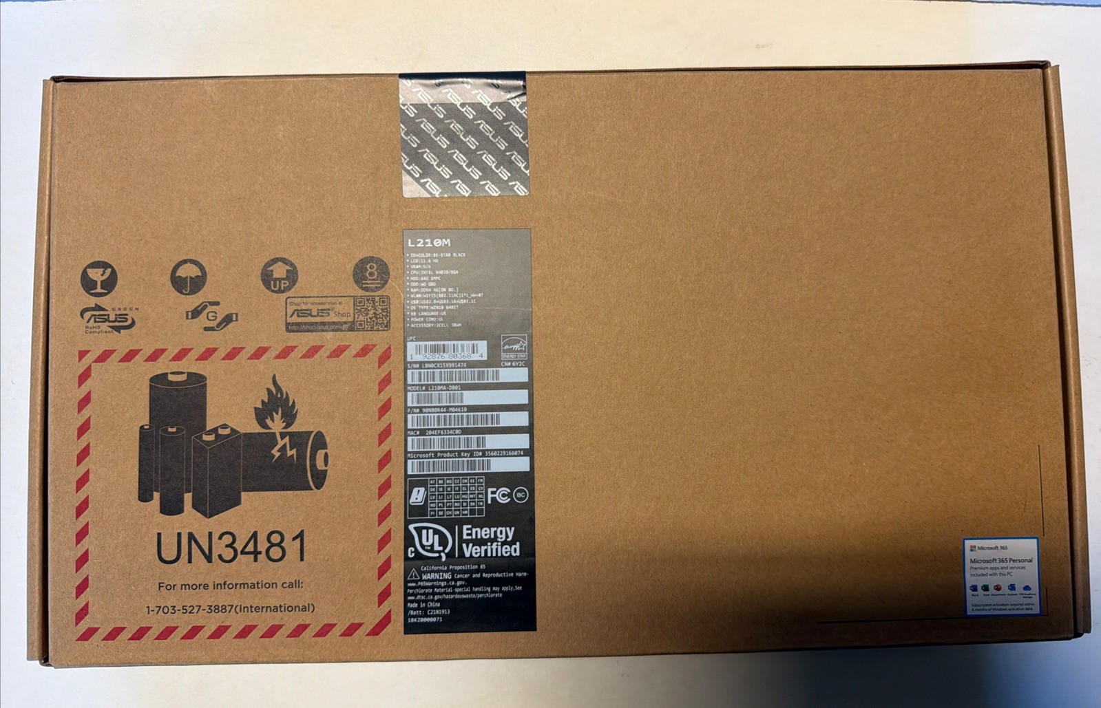 ASUS L210 11.6 inch (64GB eMMc, Intel Celeron N4020, 2.8 GHz, 4GB) Laptop BNIB