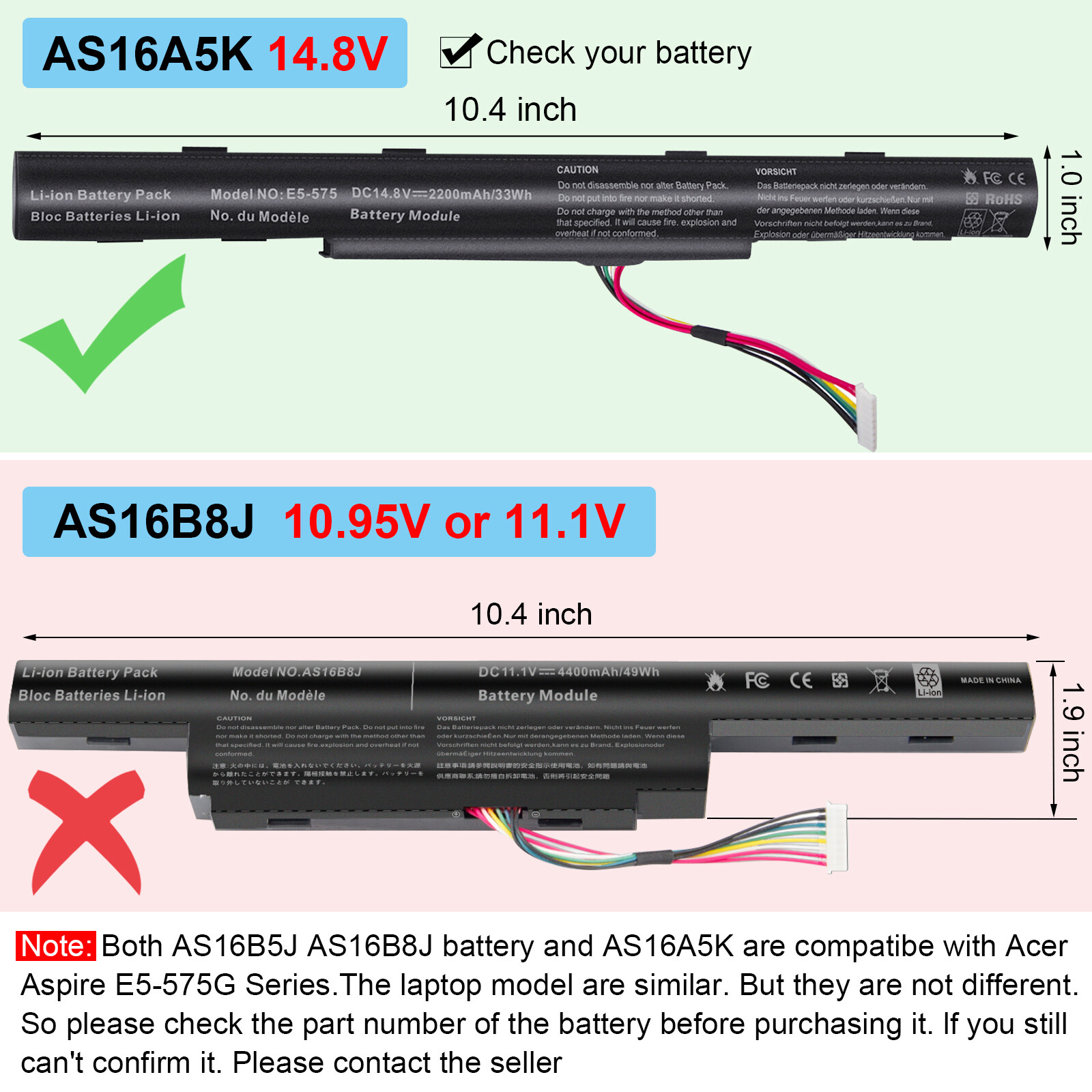 AS16A5K AS16A7K AS16A8K Battery for Acer Aspire E15 E5-475G E5-575G E5-774G-78N