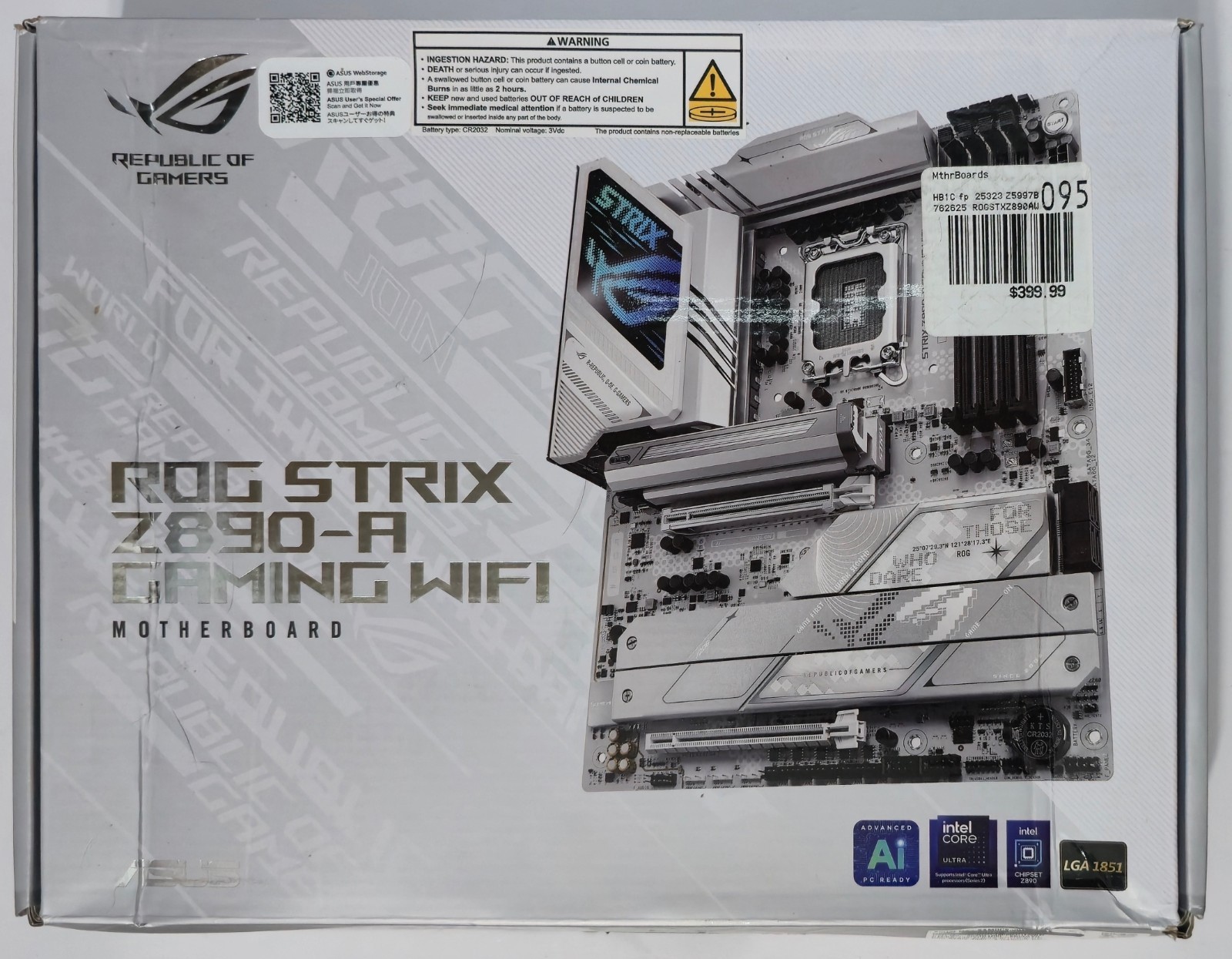 ASUS ROG STRIX Z890-A GAMING WIFI Z890 LGA 1851 ATX motherboard