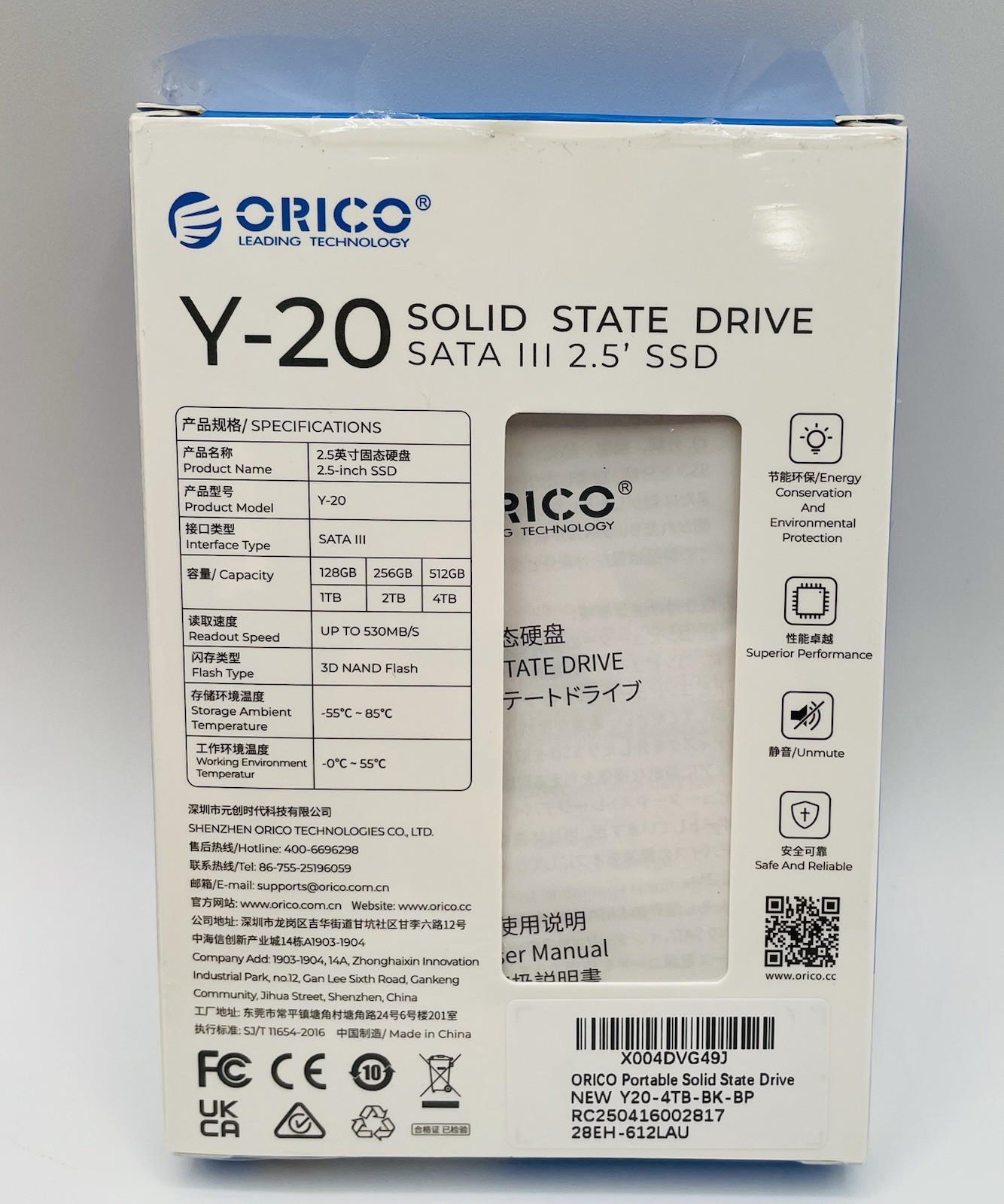 ORICO 4TB SATA III SSD 2.5” Internal Solid State Drive 3D NAND UP to 550MB/s
