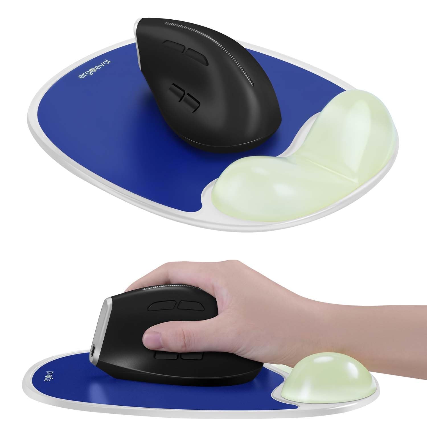 ErgoEvol Ergonomic Mouse Pad with Wrist Rest & Elbow Support, One Size, Blue