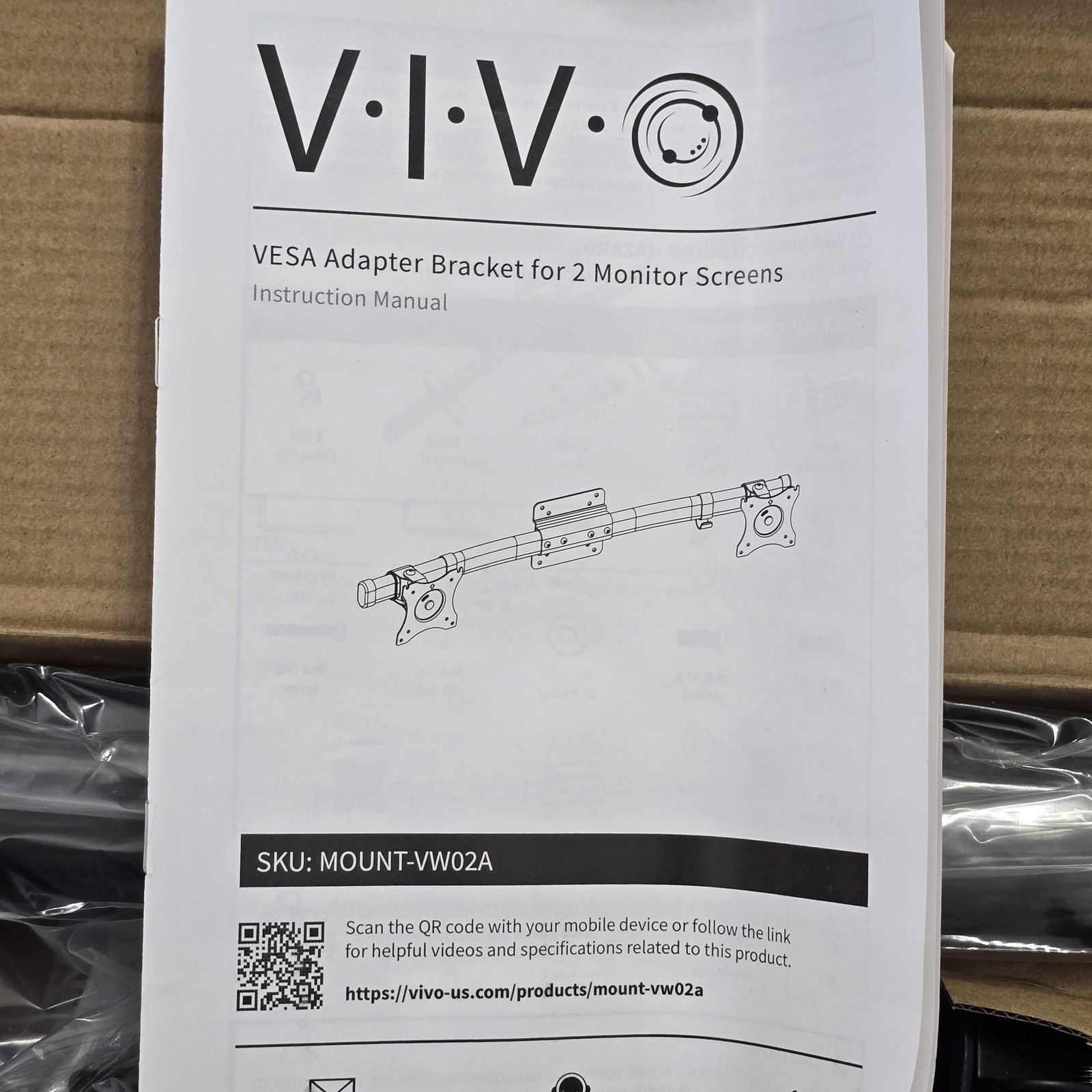 VIVO MOUNT-VW02A Dual Monitor VESA Bracket Mount Arm 75×75 100×100 Black