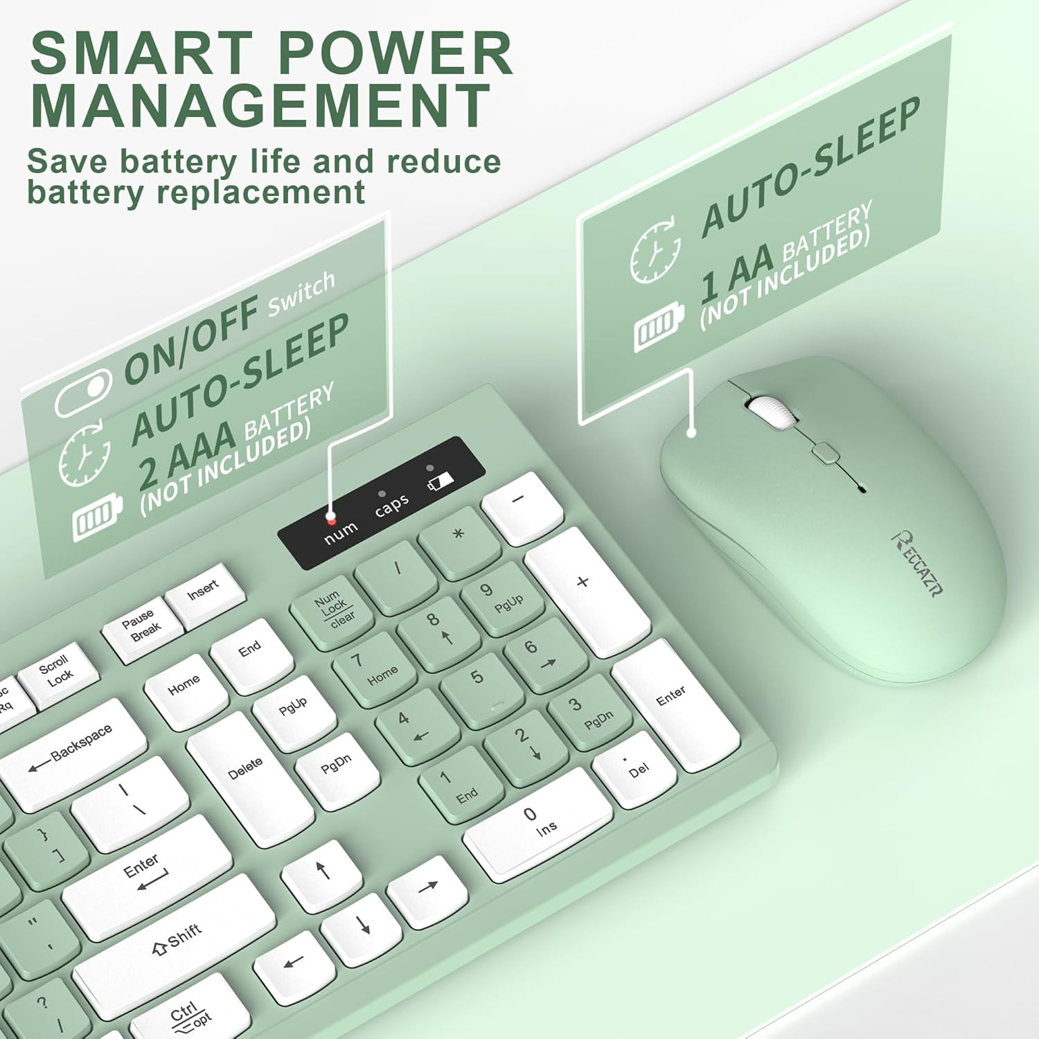 Wireless Keyboard and Mouse Combo Full Size Quiet Keys for Windows PC Mac