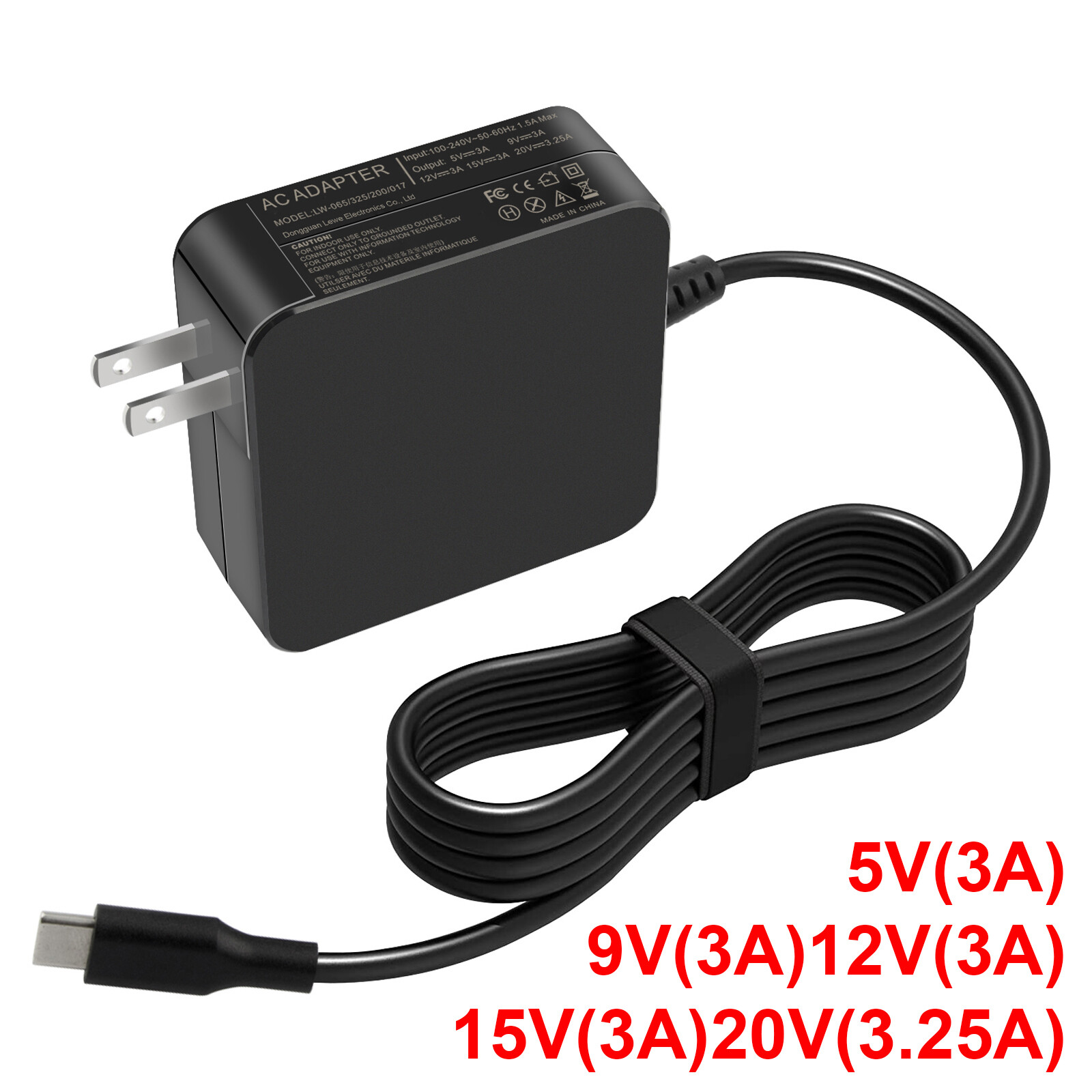USB-C Type C Charger for Laptop Chromebook Tablet Phone PD 65W Universal Charger