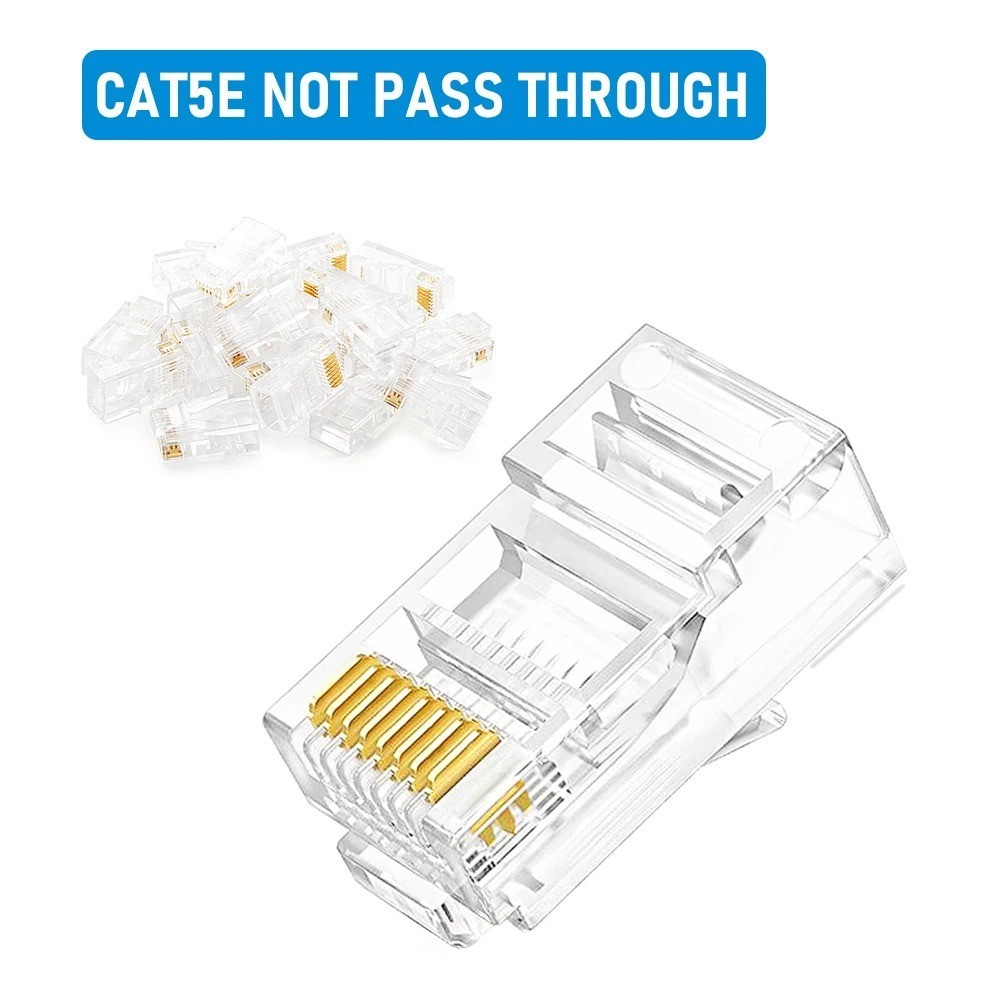 10/20/30/50Pcs Pass through RJ45 Cat6/Cat5E Connectors Crystal End 8P8C Crimp UT