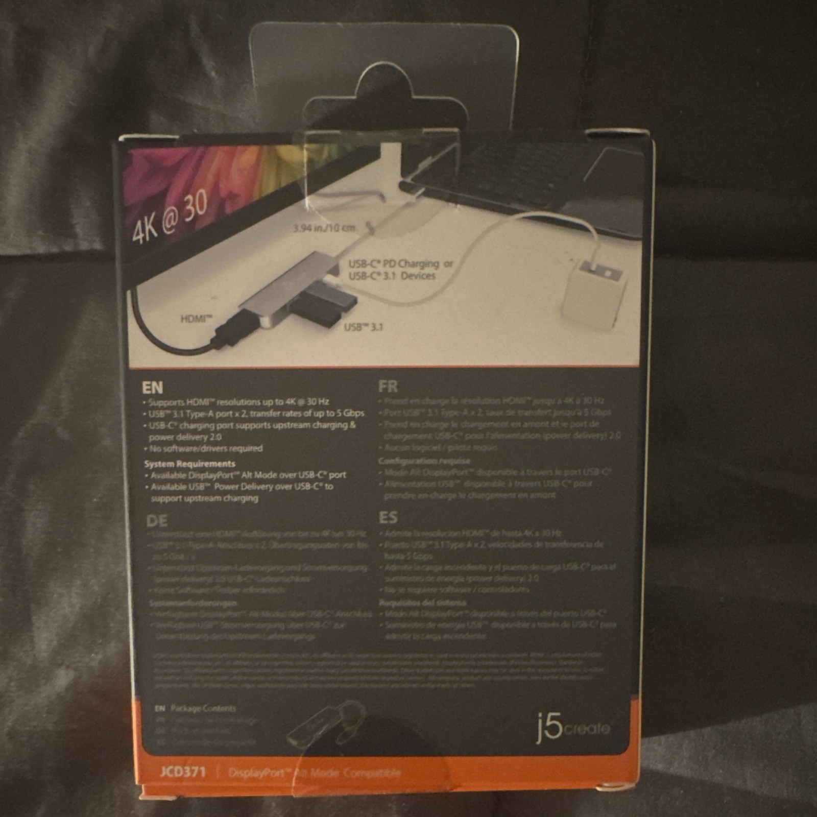 j5create JCD371 5-in-1 USB-C to HDMI + USB 3.1 2-Port PD Adapter