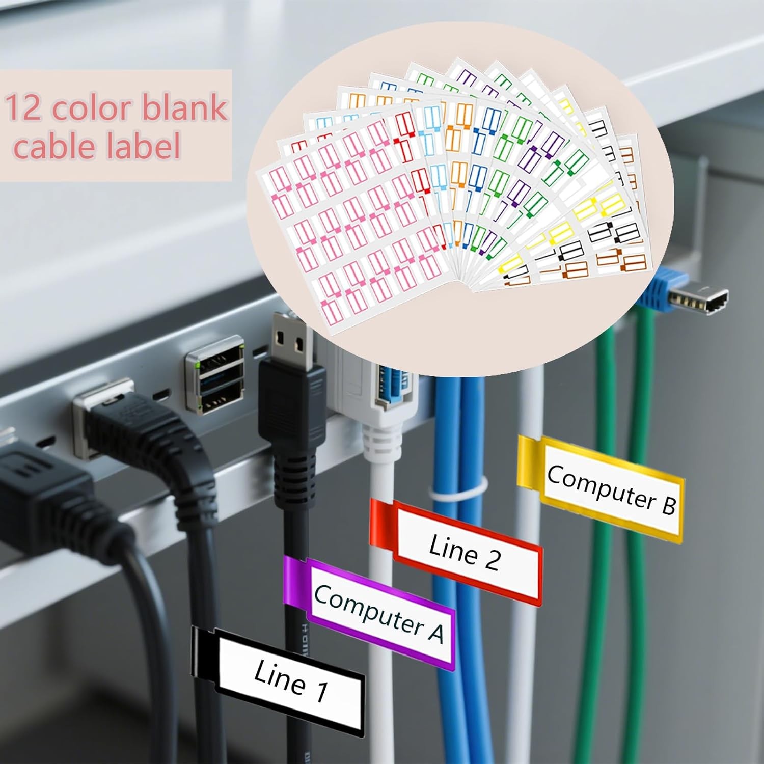 360 Pcs Waterproof Cable Labels Write On Self-adhesive Wire Tags for Cables🧾🏷️