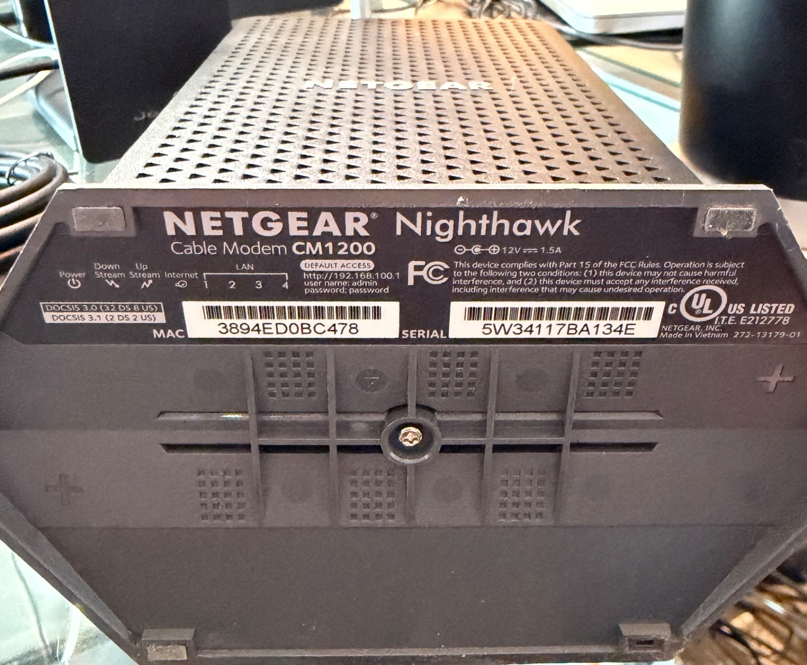 NETGEAR Nighthawk CM1200 DOCSIS 3.1 Cable Modem Multi-Gig w/ Power Adapter