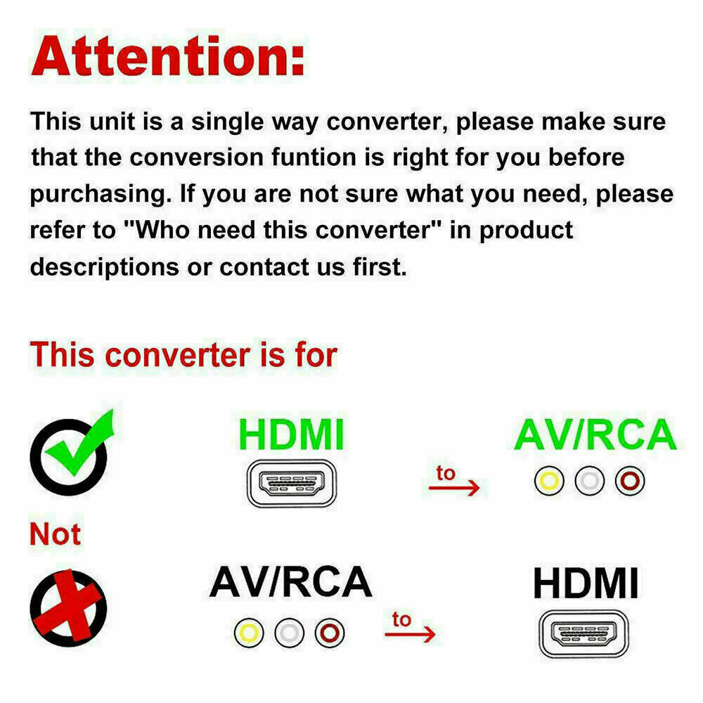 HDMI To RCA AV Adapter Converter Cable CVBS 3RCA 1080P Composite Video Audio lot
