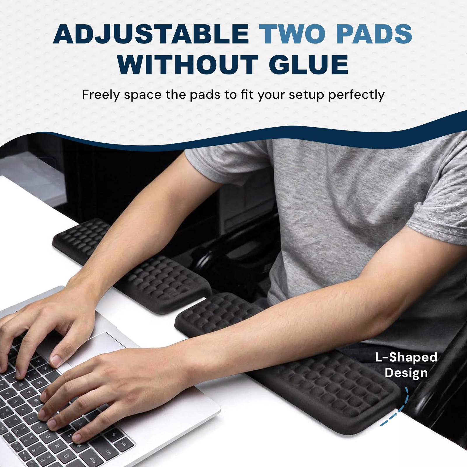 MILENTII L-Shaped Memory Foam Desk Edge Cushion (2-Pack), One-Size, Black