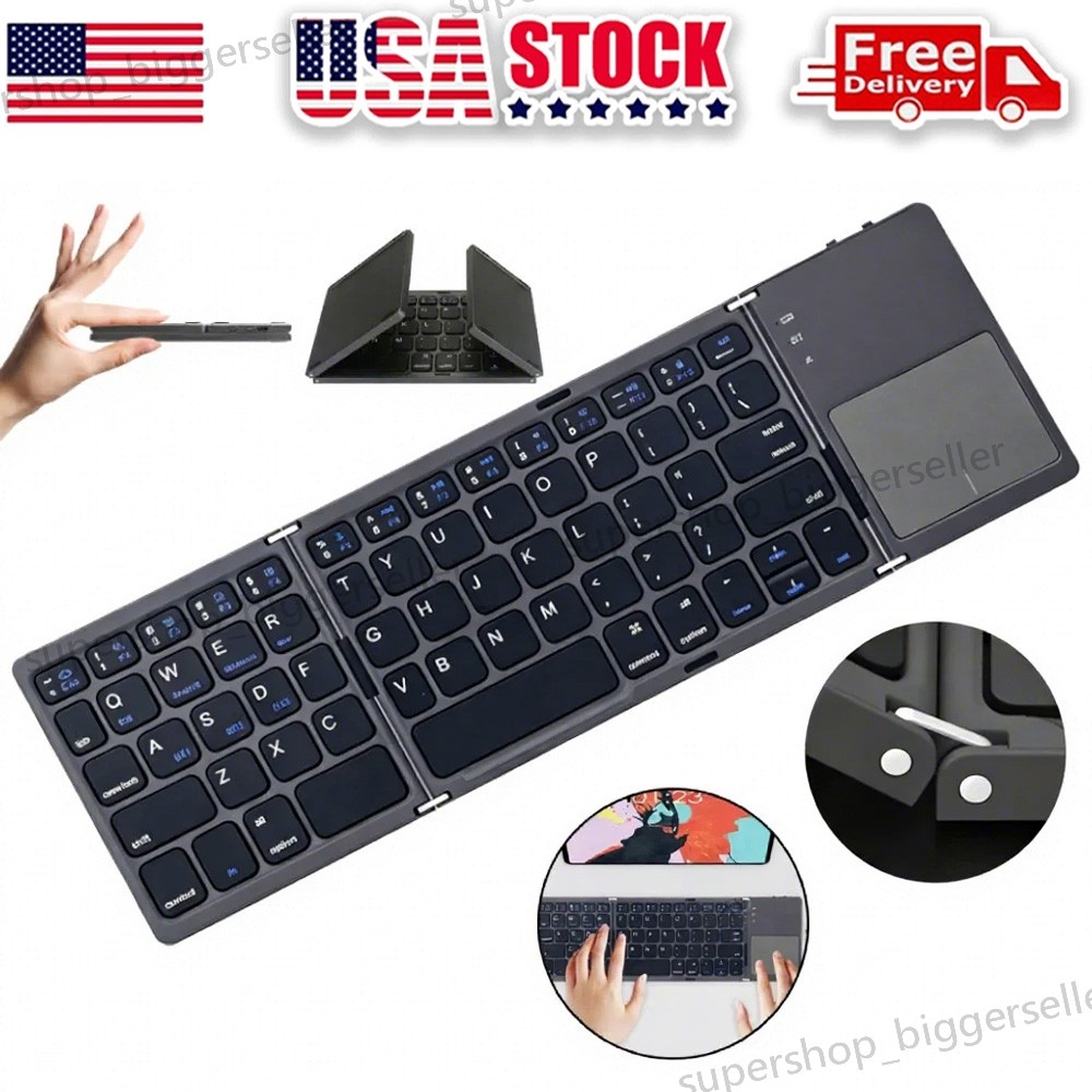 Mini Folding Wireless Bluetooth Keyboard With Touchpad for Laptop Tablet Phone