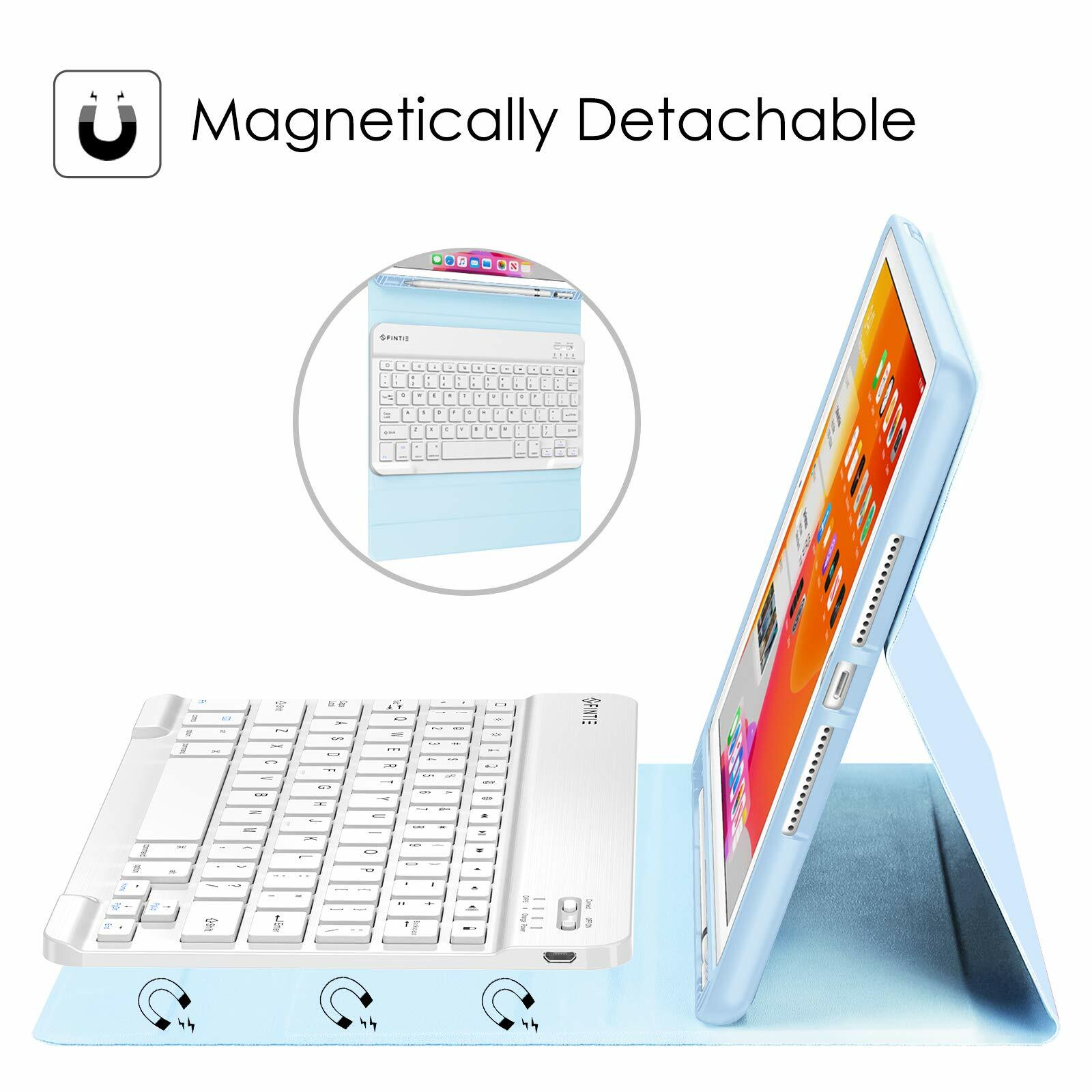 Bluetooth Keyboard Case for iPad 9th Gen (2021) 10.2 inch Folio Stand Back Cover