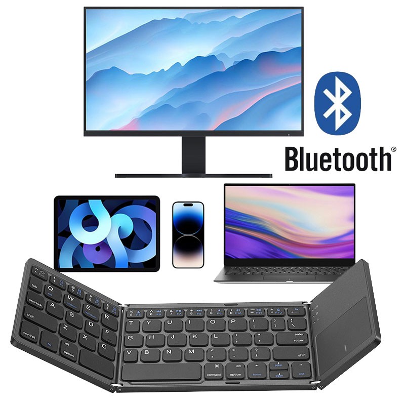 Mini Folding Wireless Bluetooth Keyboard With Touchpad for Laptop Tablet Phone