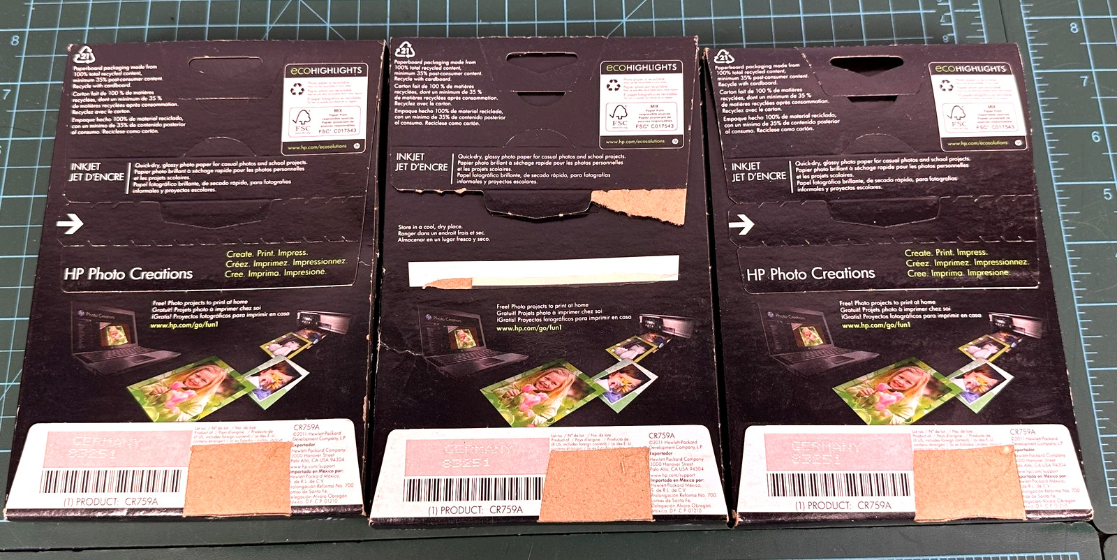 HP Everyday Photo Paper 4×6 Glossy White 100 Sheets CR759A Lot of 3 Inkjet 200g