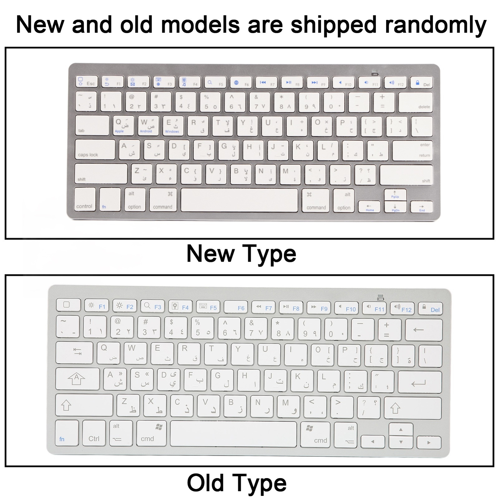 Arabic Wireless Keyboard Mini 78 Keys Ultra Thin Portable White Computer Key Fit